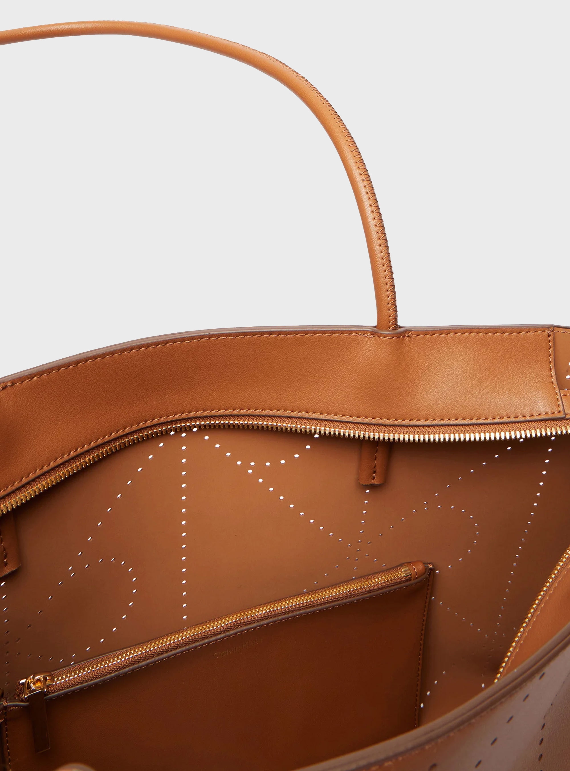 Calvin Klein All Over Print Perforated Tote Bag - Rust