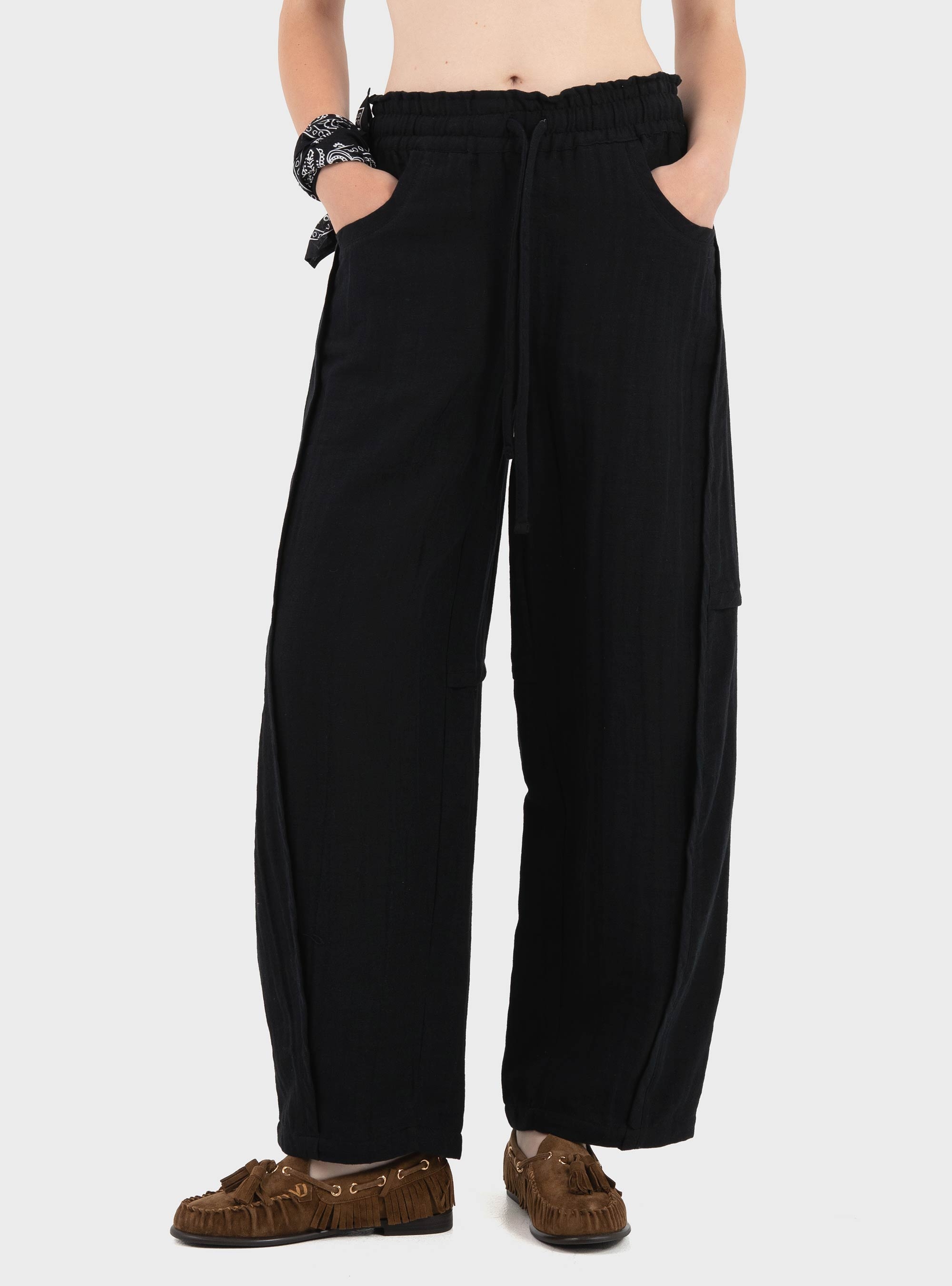 Black & Black Trousers - Black