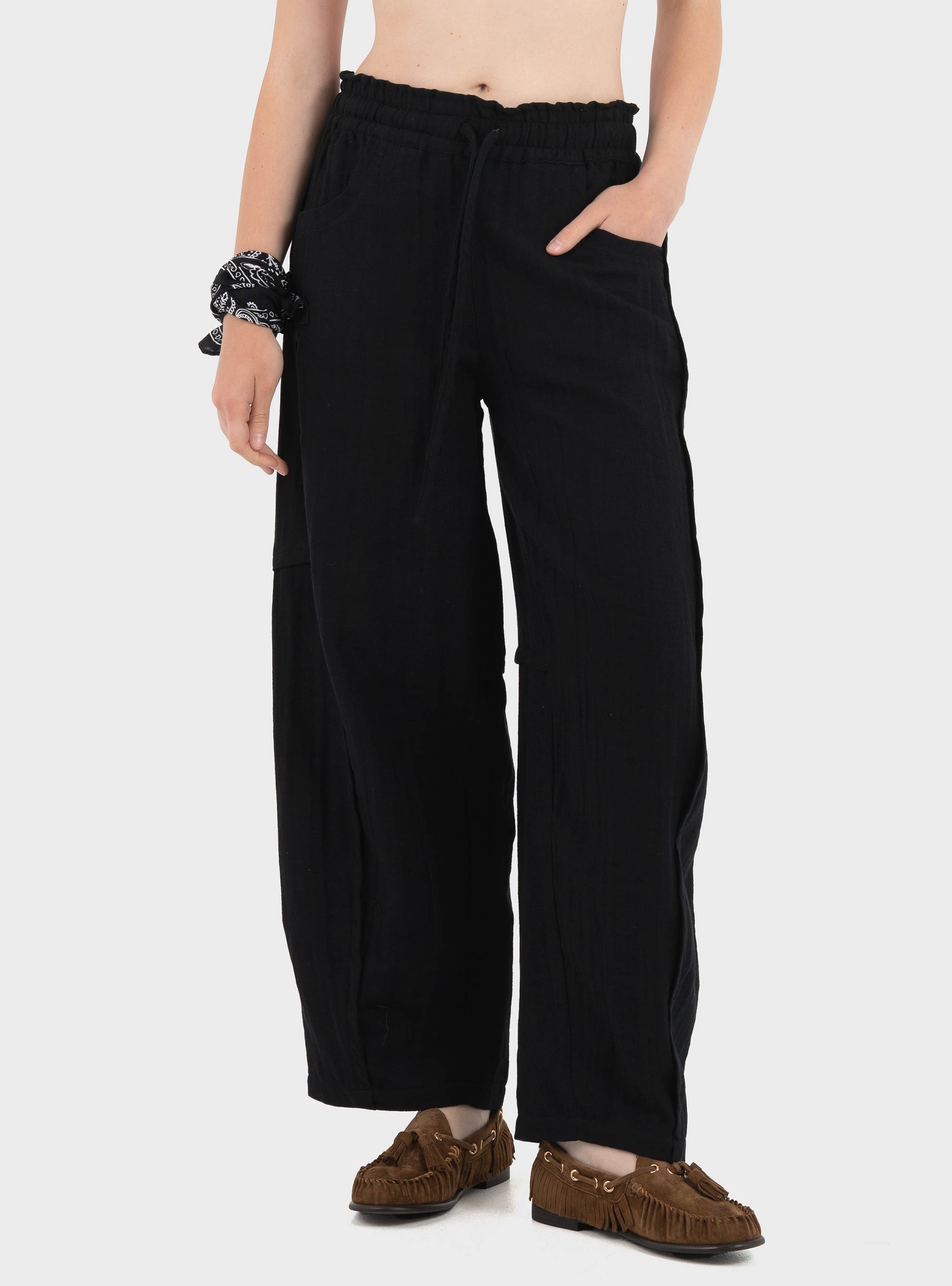 Black & Black Trousers - Black