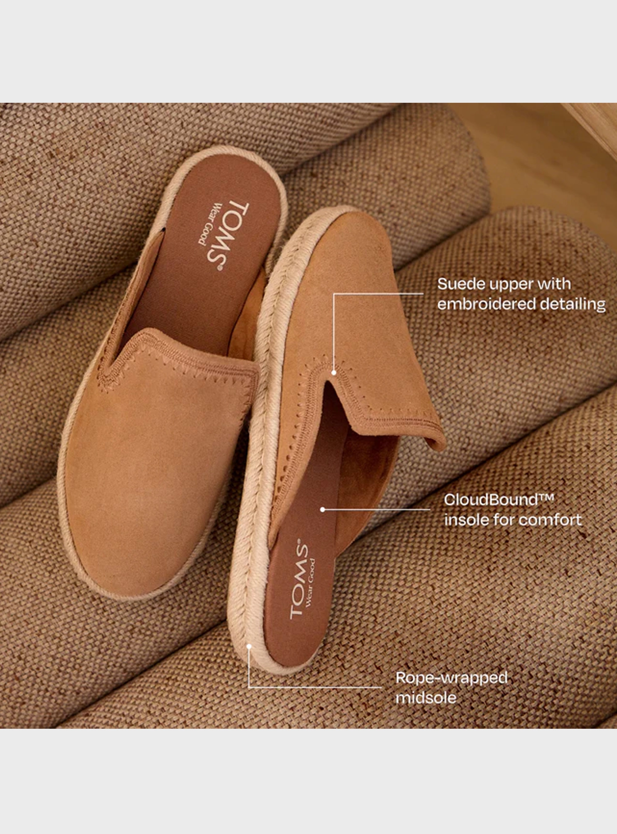 Toms Santiago Mule Espadrilles - Rust Brown