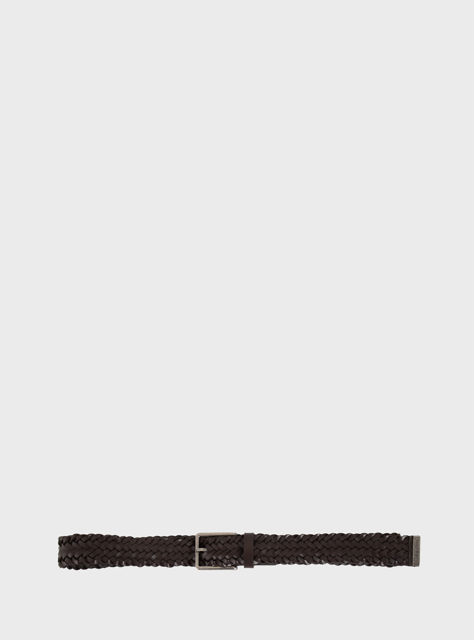 Calvin Klein Braided Full-Grain Leather Belt - Dark Brown