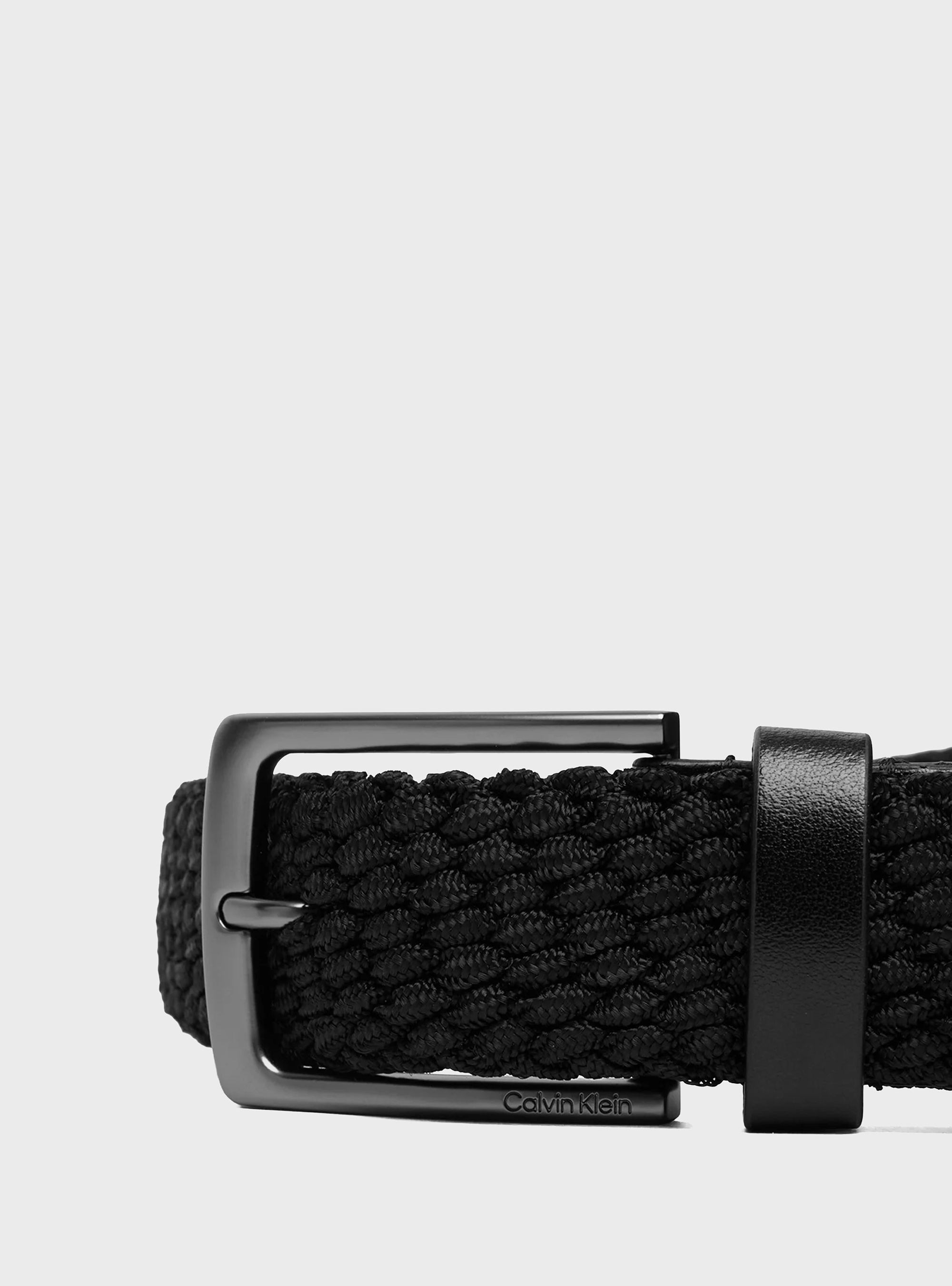 Calvin Klein Braided Logo Tip Belt - Black