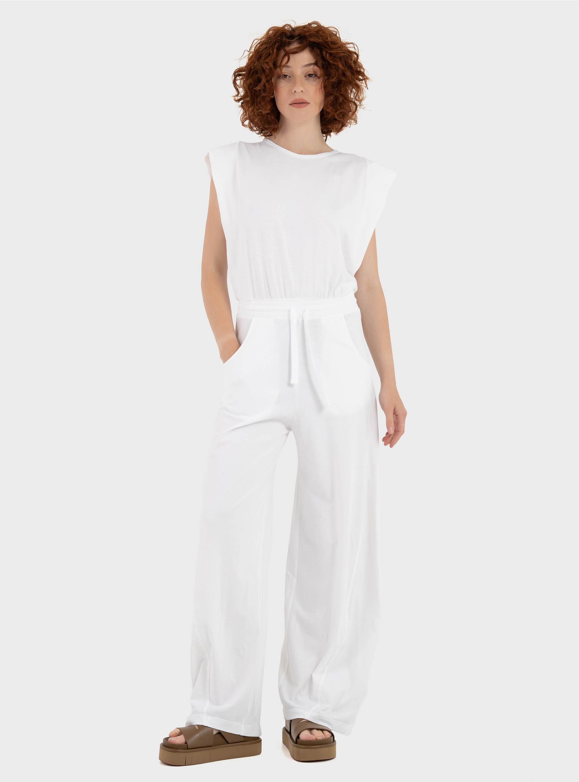 Deha Open Back Jersey Jumpsuit - White