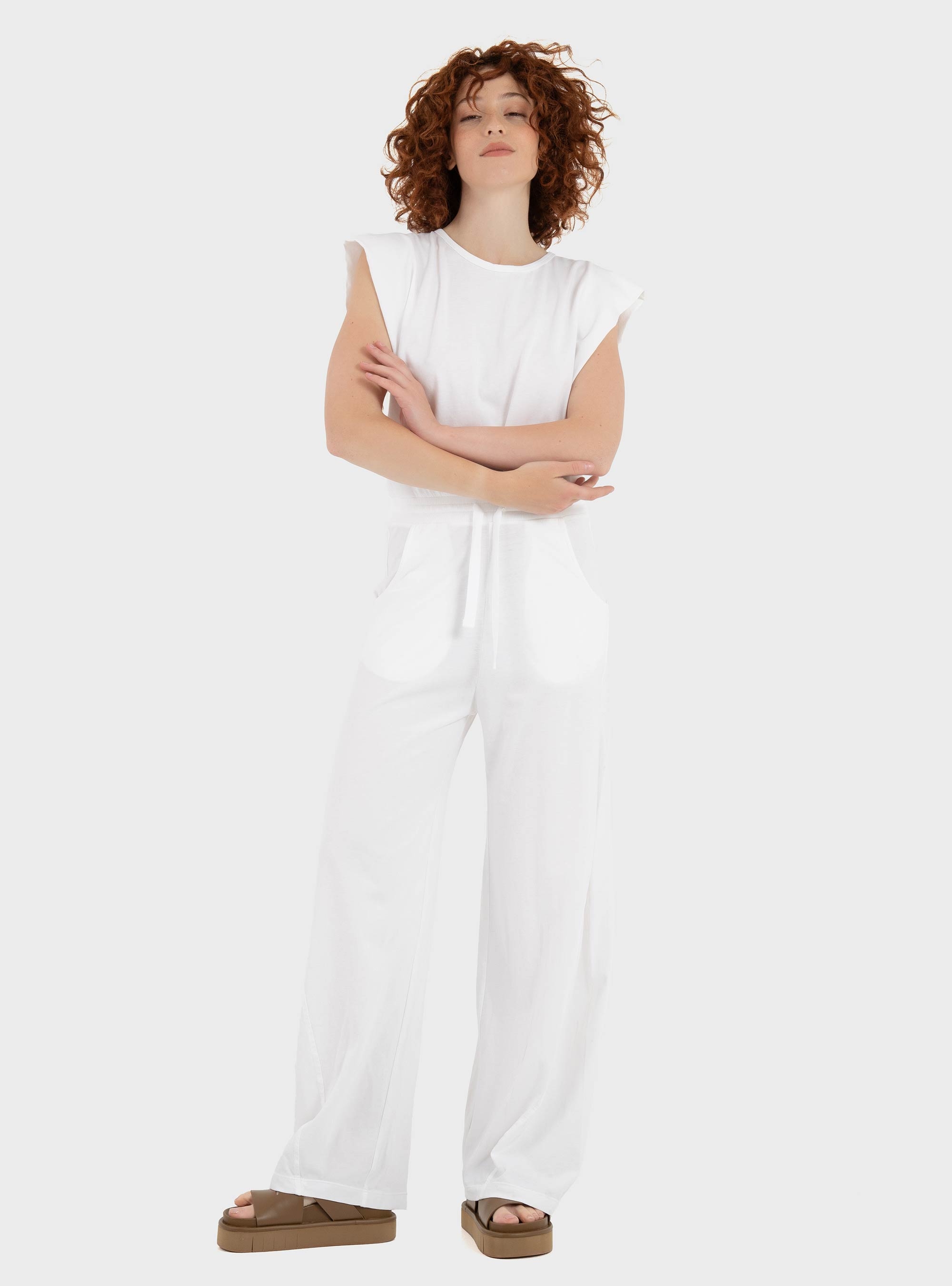 Deha Open Back Jersey Jumpsuit - White