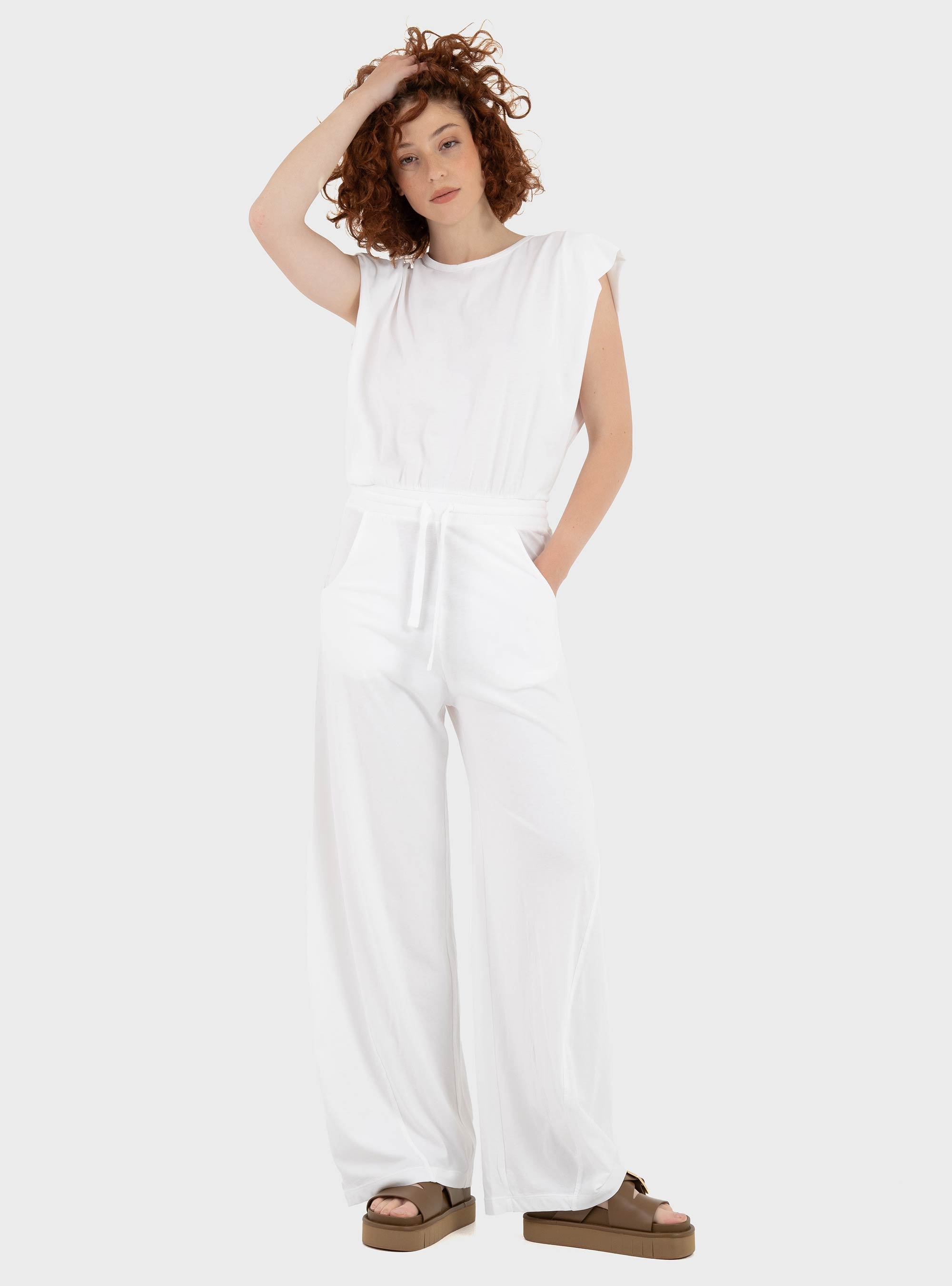 Deha Open Back Jersey Jumpsuit - White