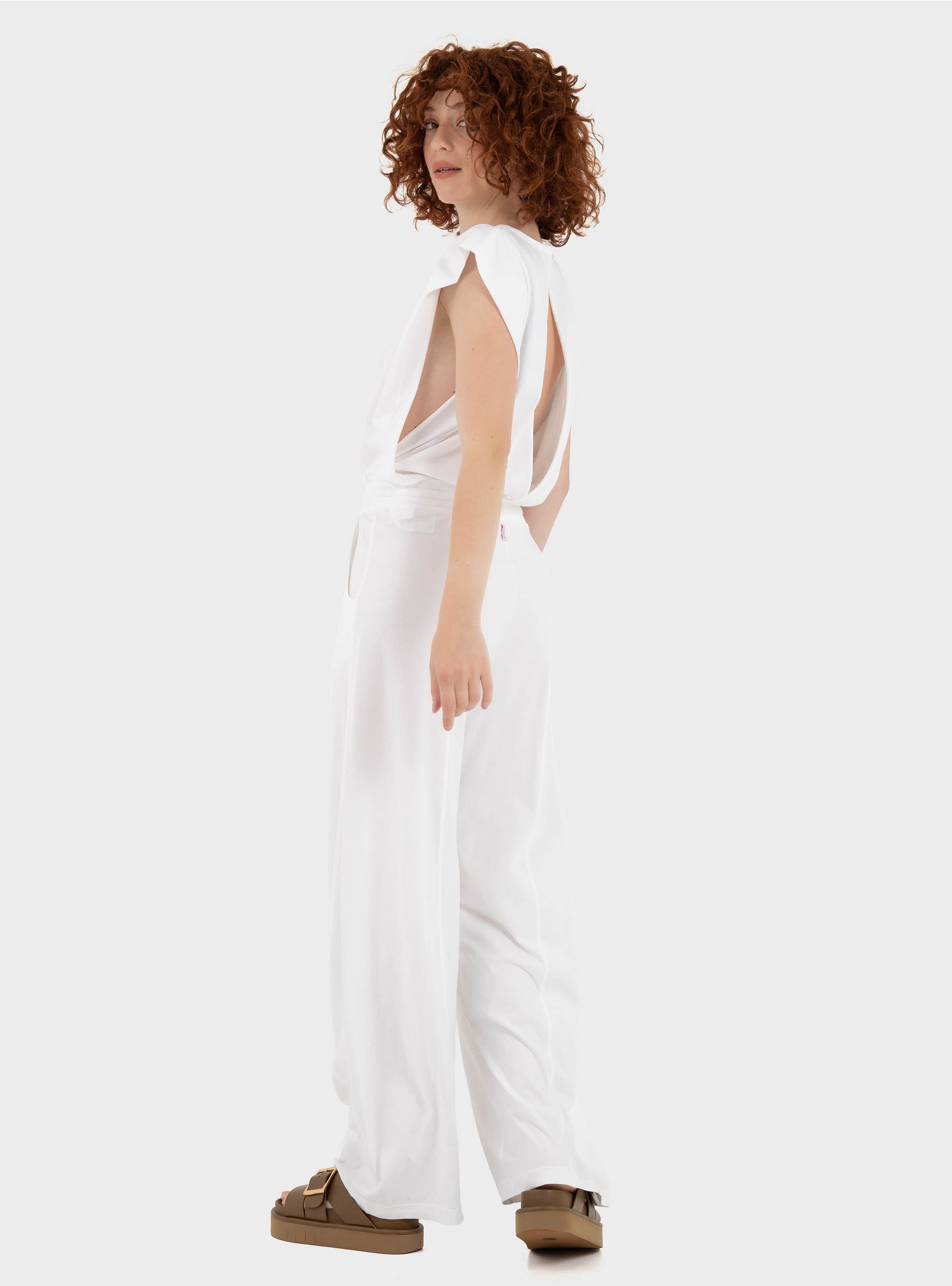 Deha Open Back Jersey Jumpsuit - White