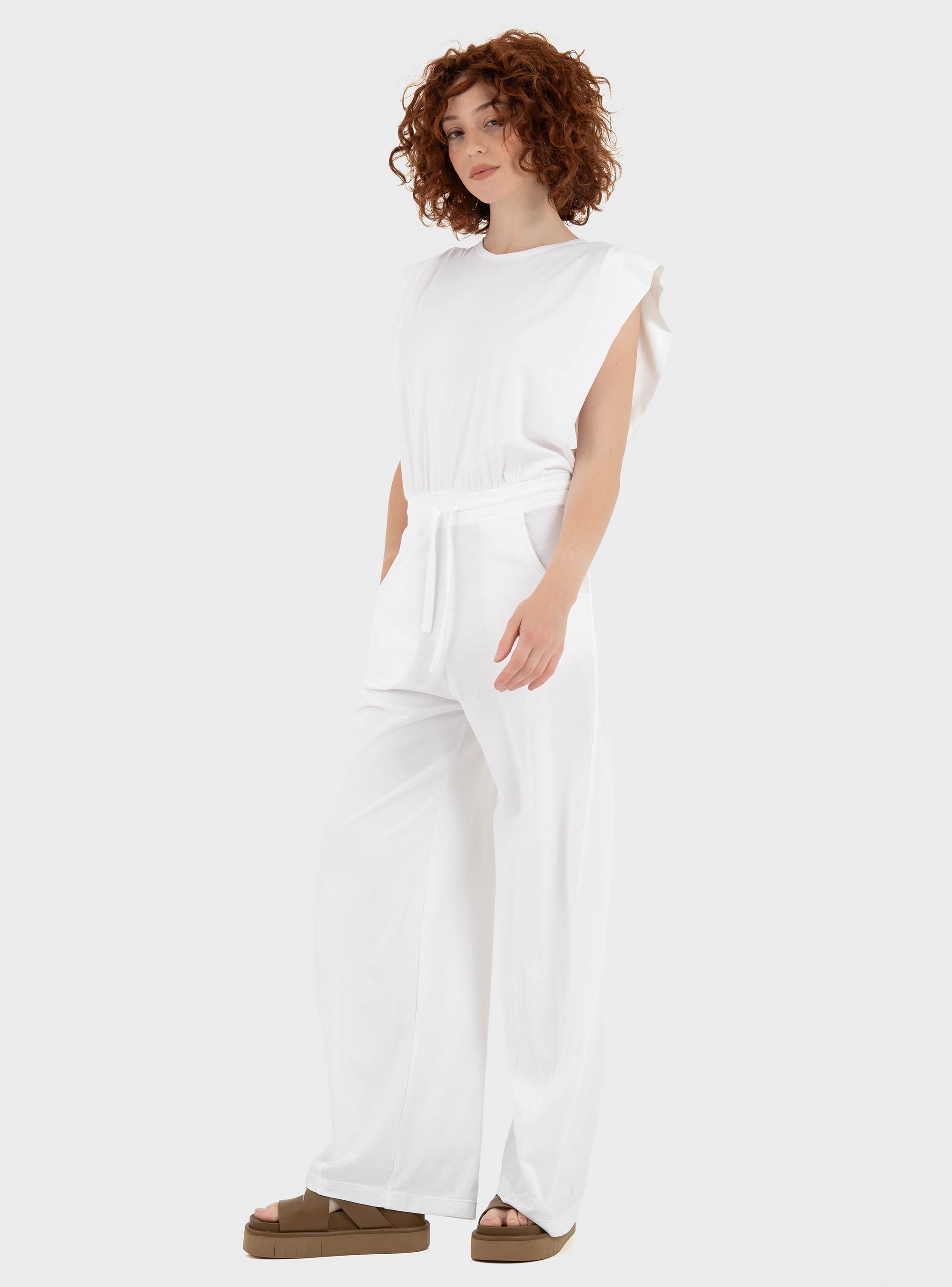 Deha Open Back Jersey Jumpsuit - White