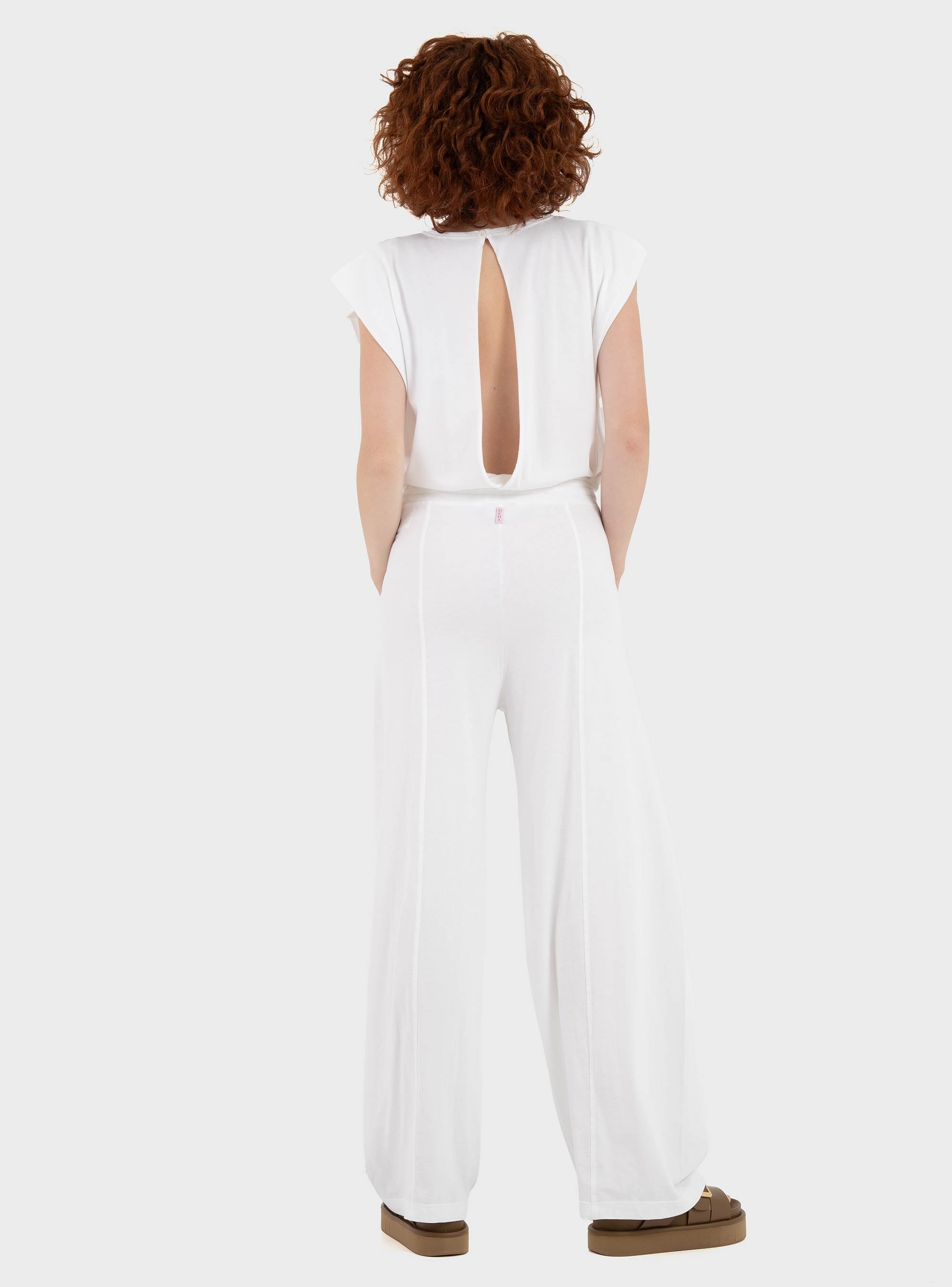 Deha Open Back Jersey Jumpsuit - White