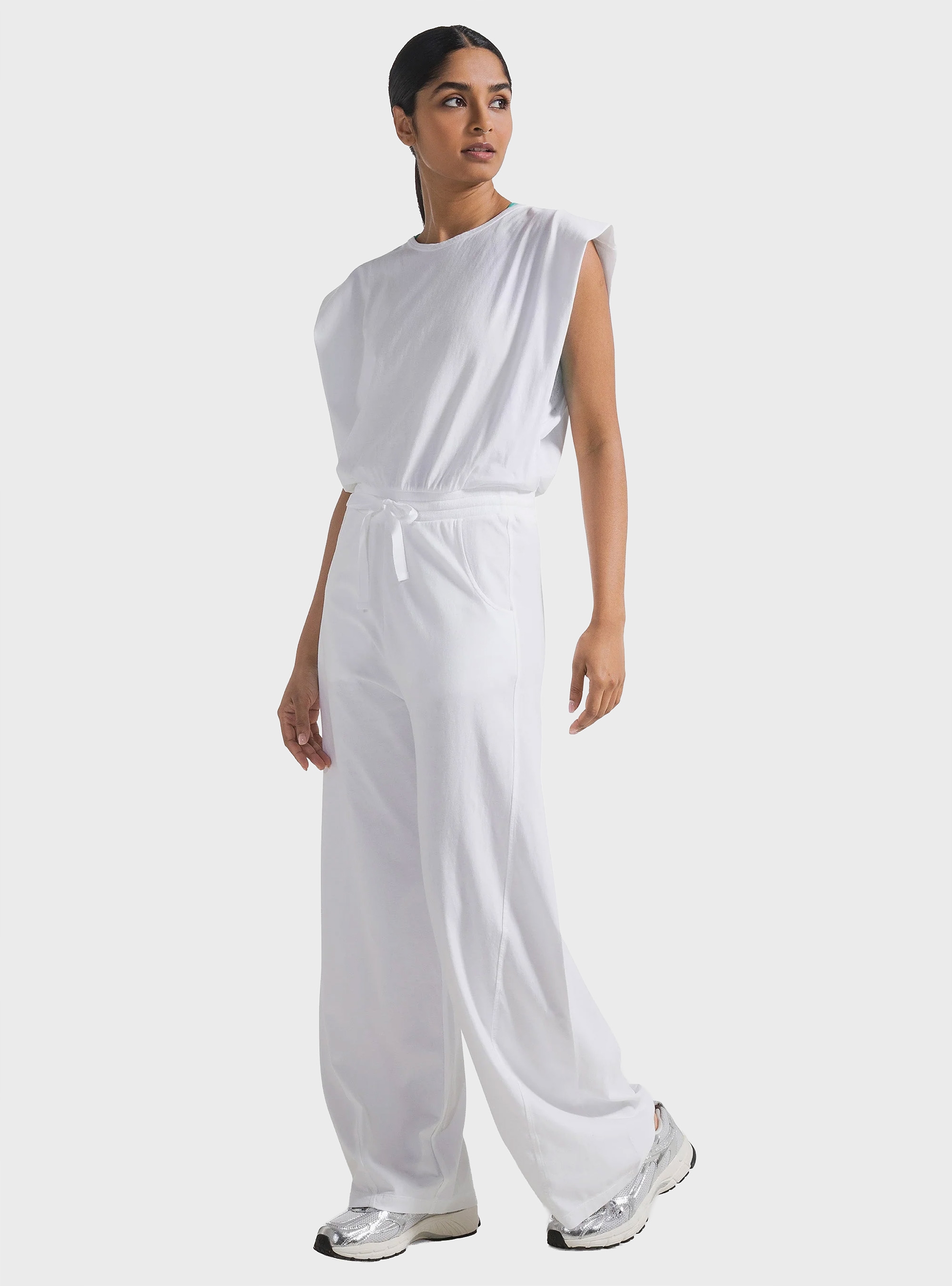 Deha Open Back Jersey Jumpsuit - White