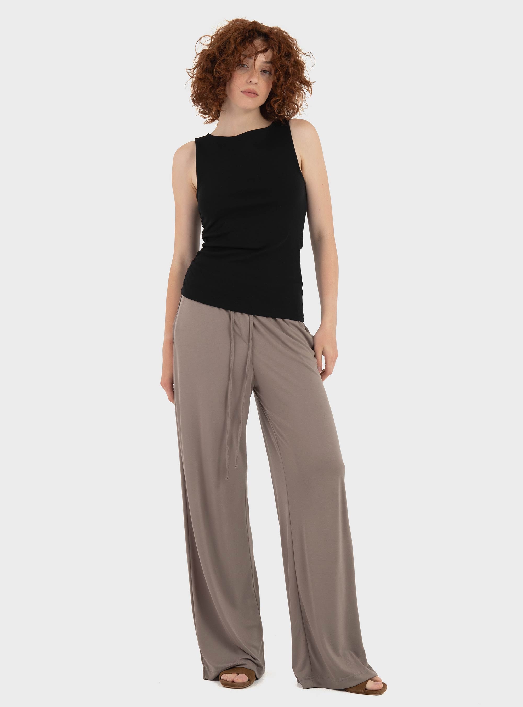 Black & Black  Loose Pants - Taupe