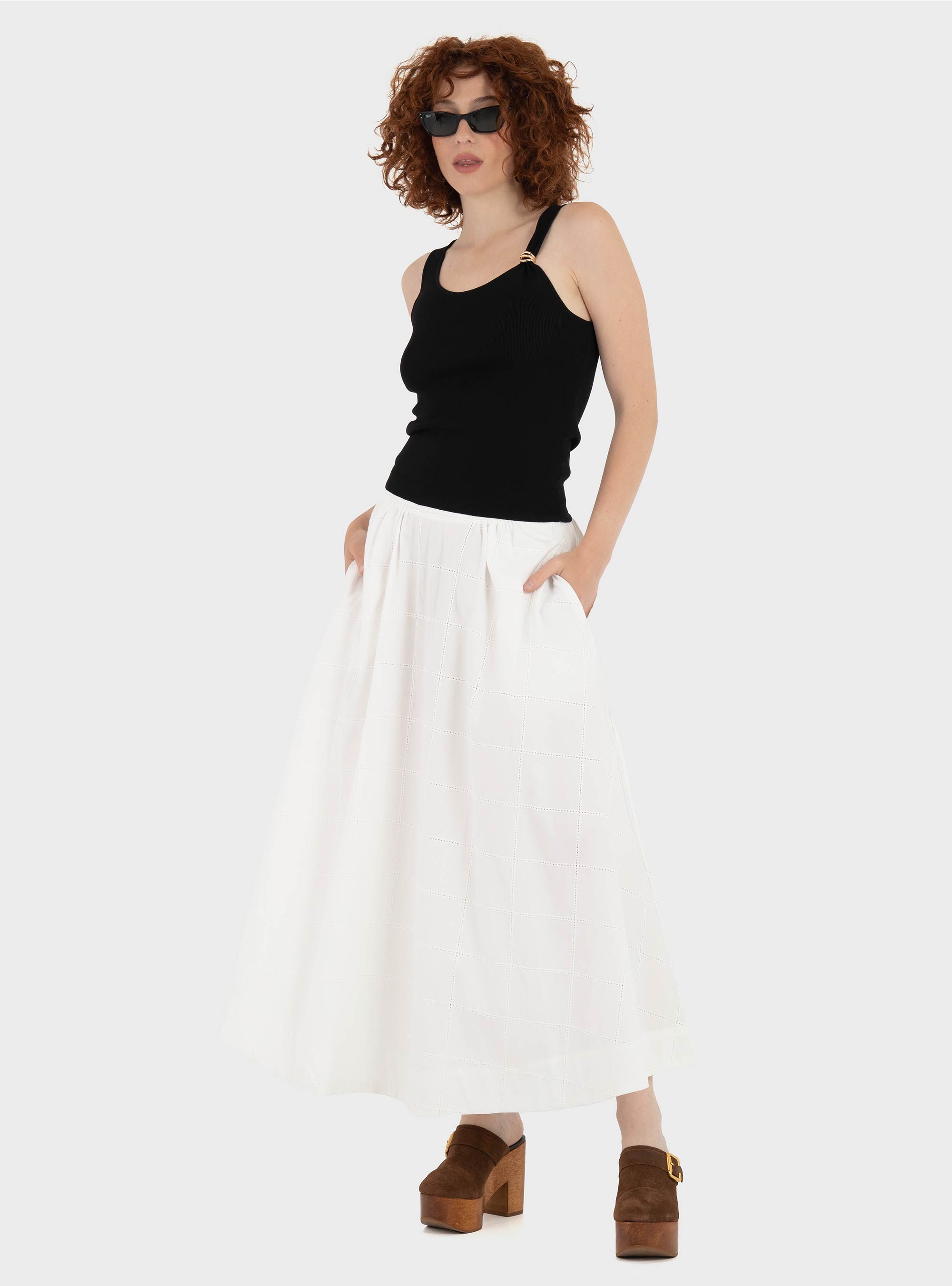 Black & Black  Skirt - White
