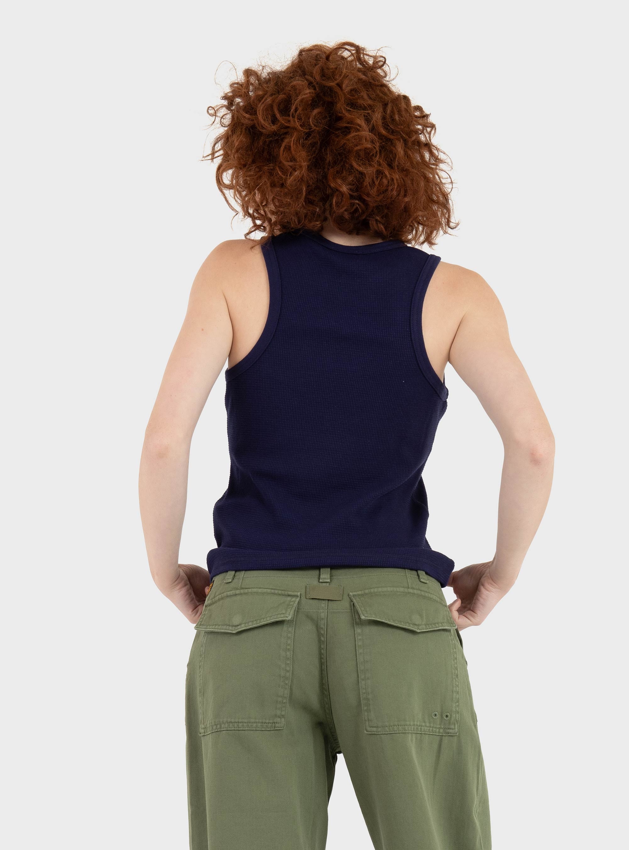 Calvin Klein Slim Waffle Racerback Top - Blue