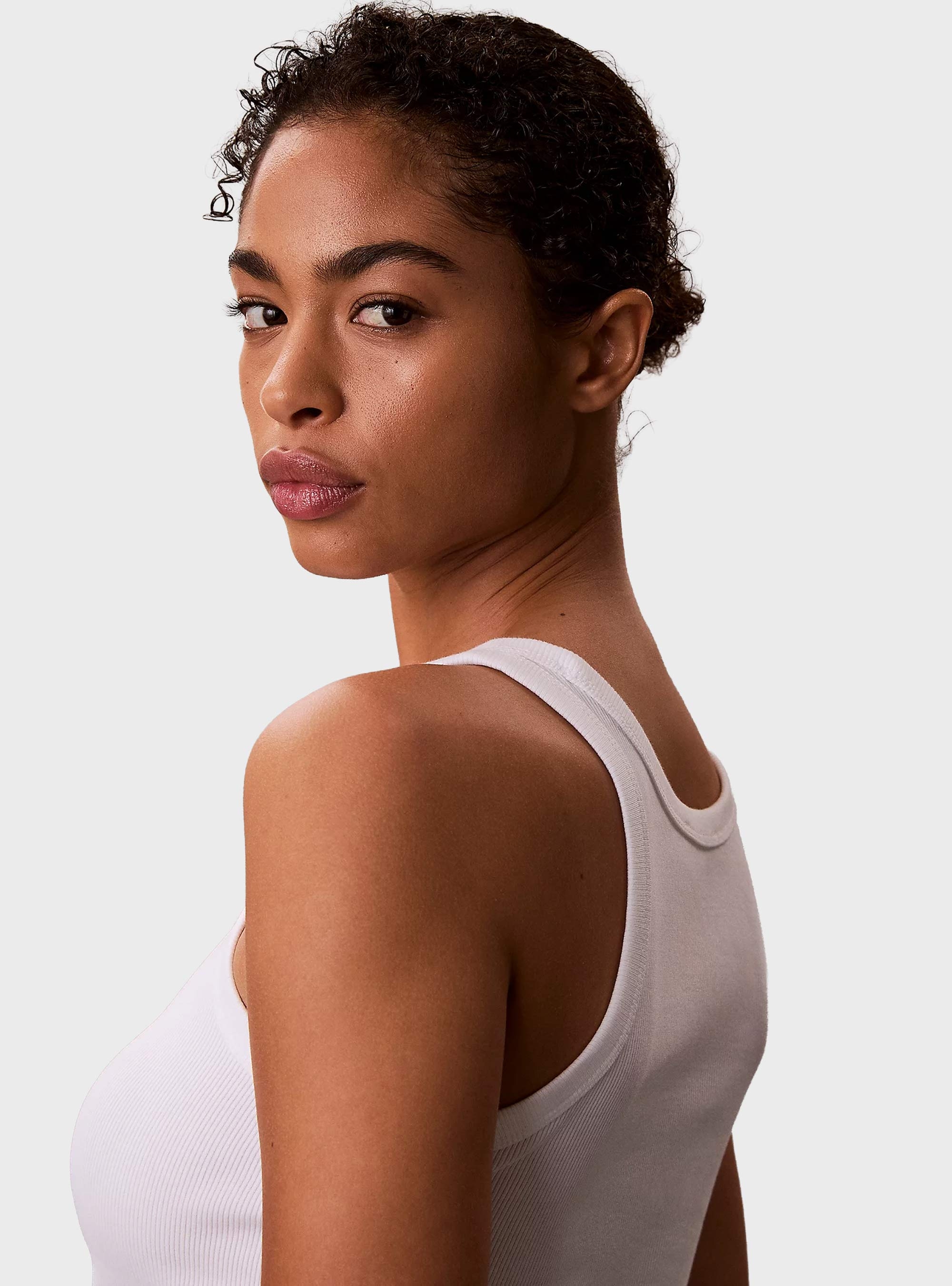 Calvin Klein Slim Ribbed Cotton Tank Top - White