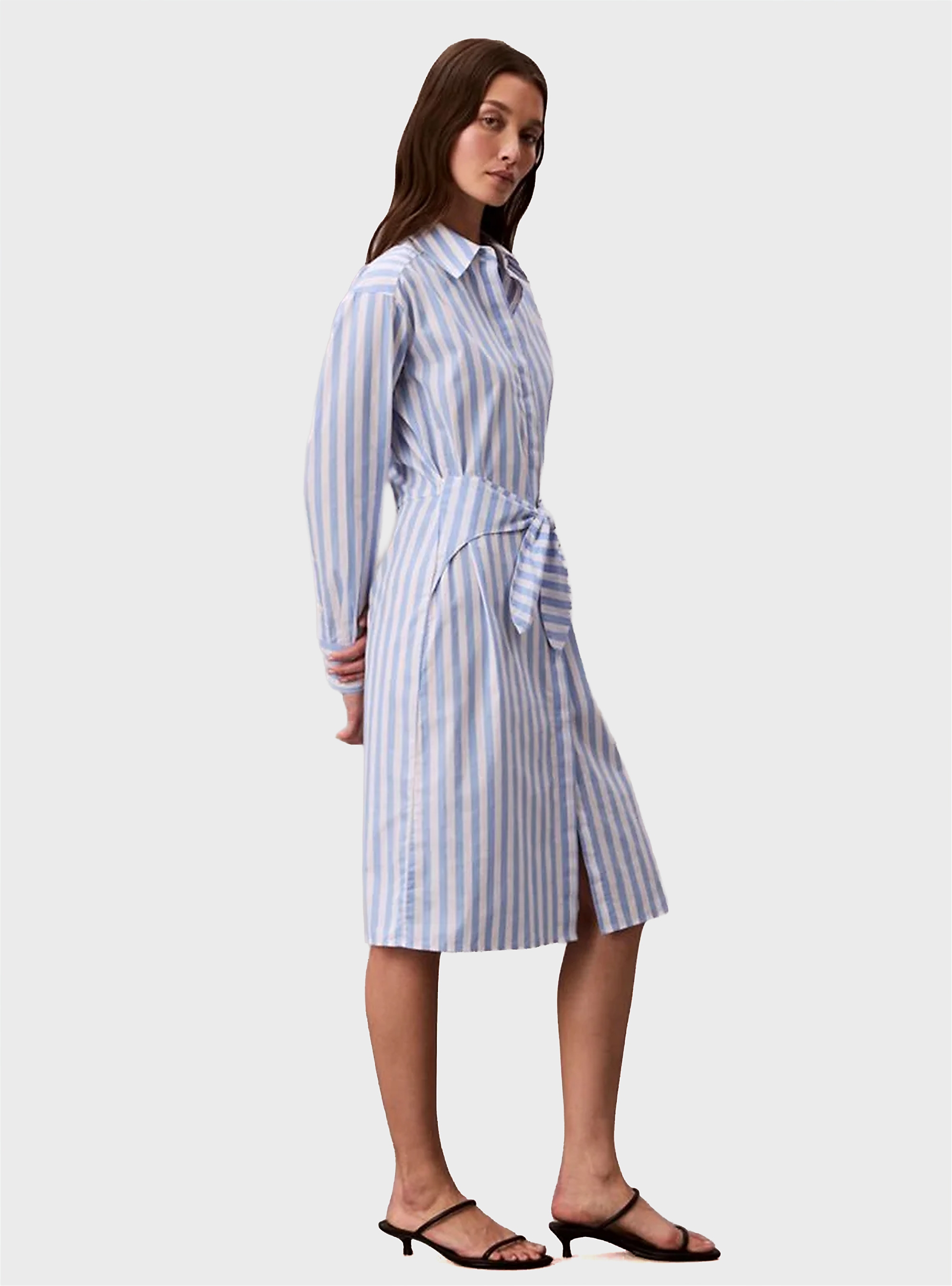 Calvin Klein Yarndye Cotton Poplin Shirtdress - Light Blue