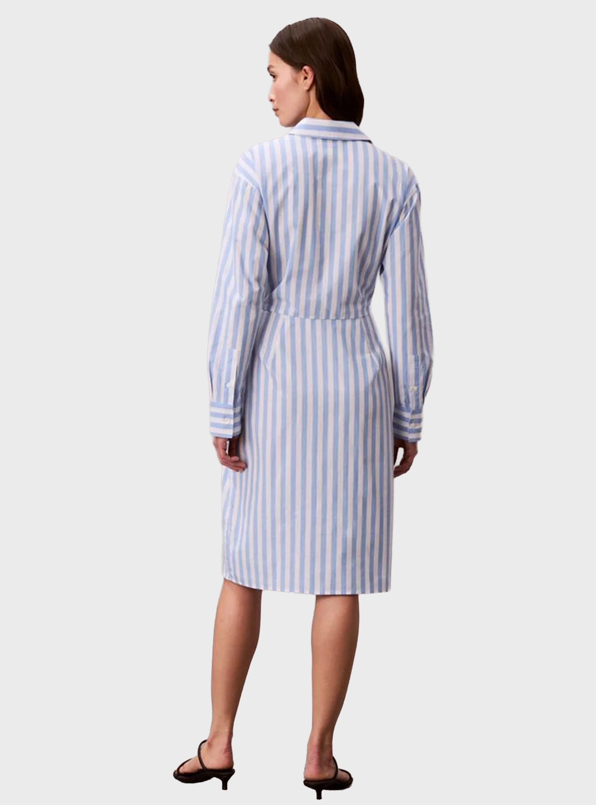 Calvin Klein Yarndye Cotton Poplin Shirtdress - Light Blue