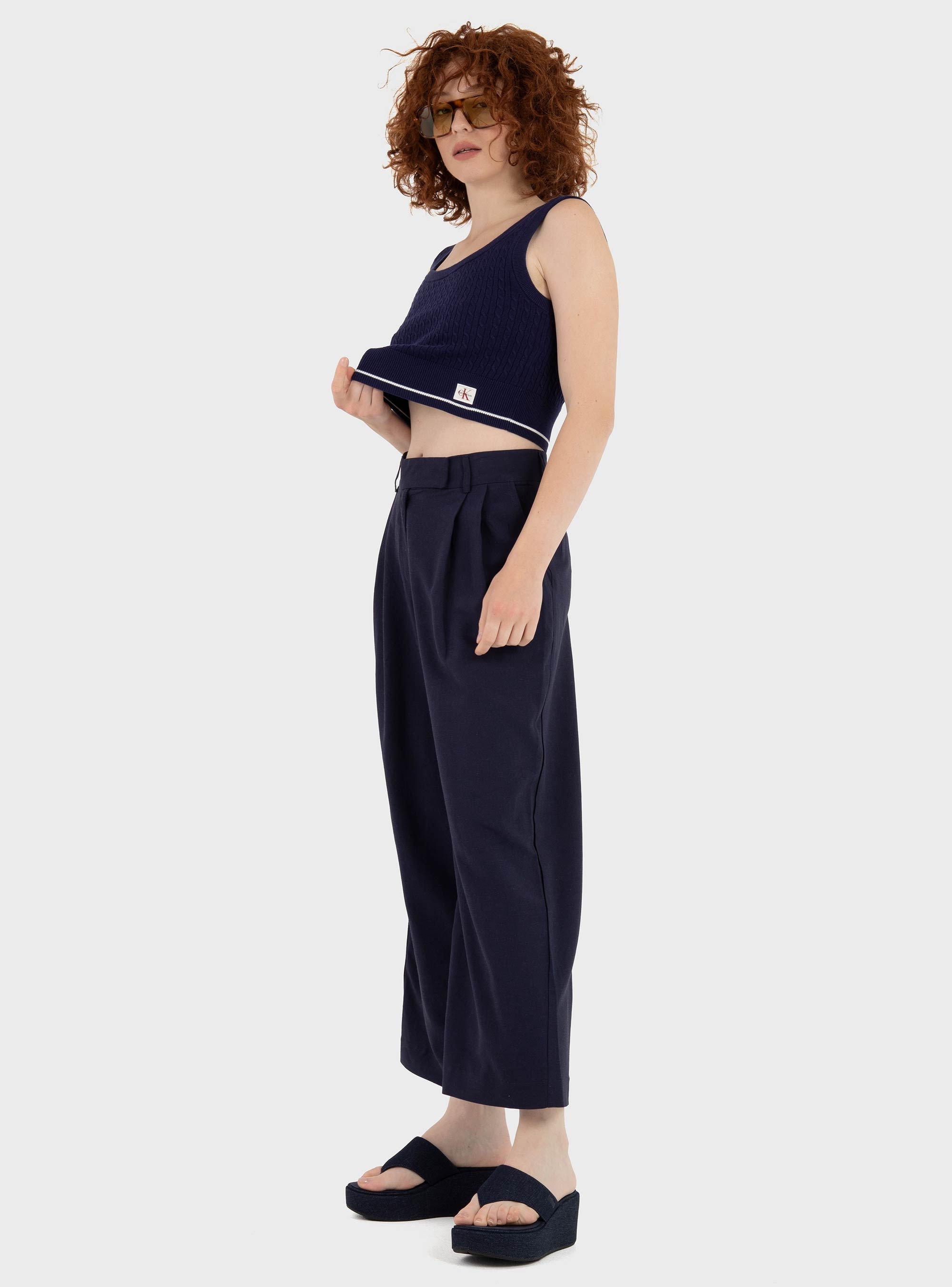 Calvin Klein Woven Labal Cable Bralette - Blue
