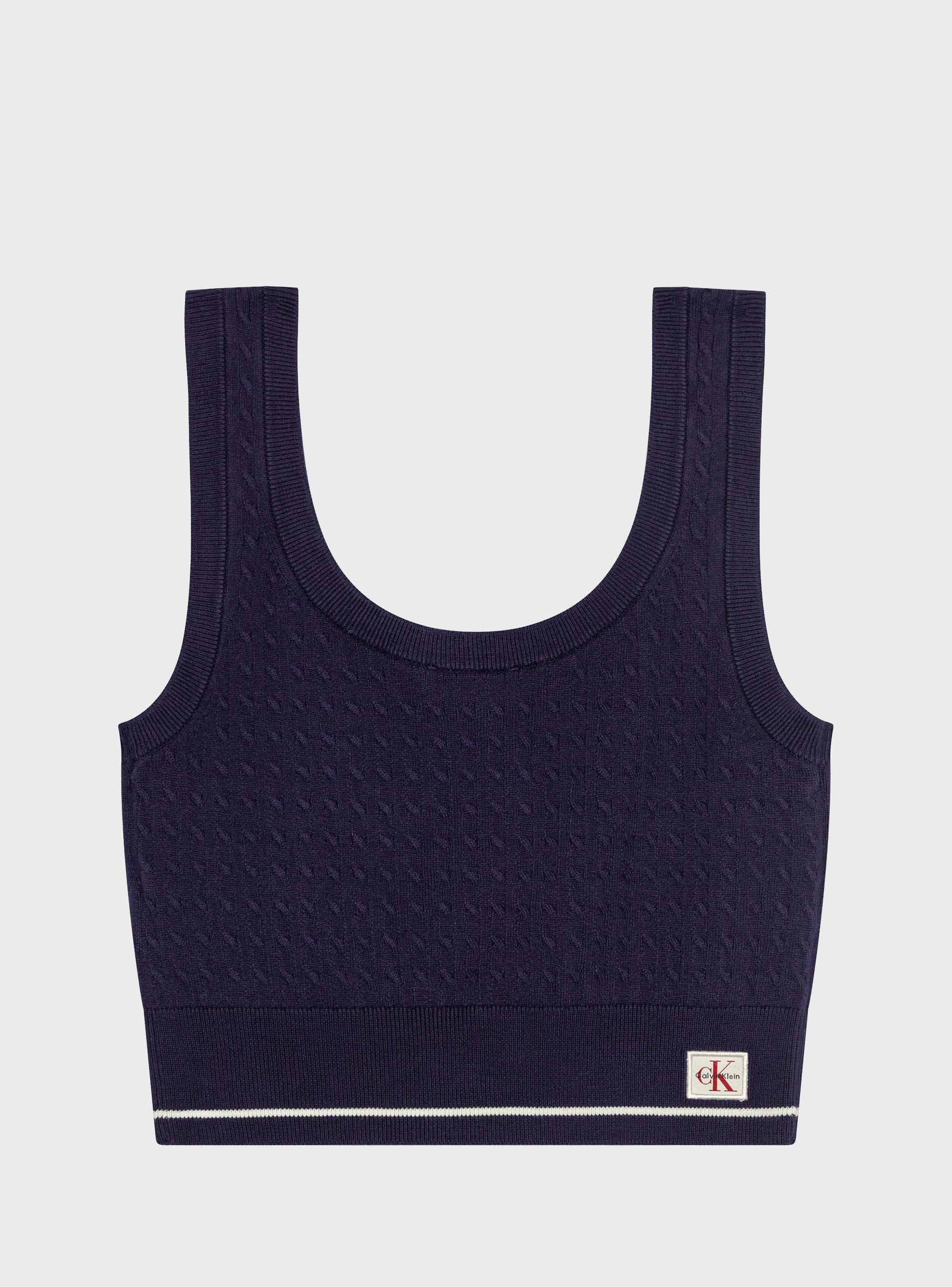 Calvin Klein Woven Labal Cable Bralette - Blue