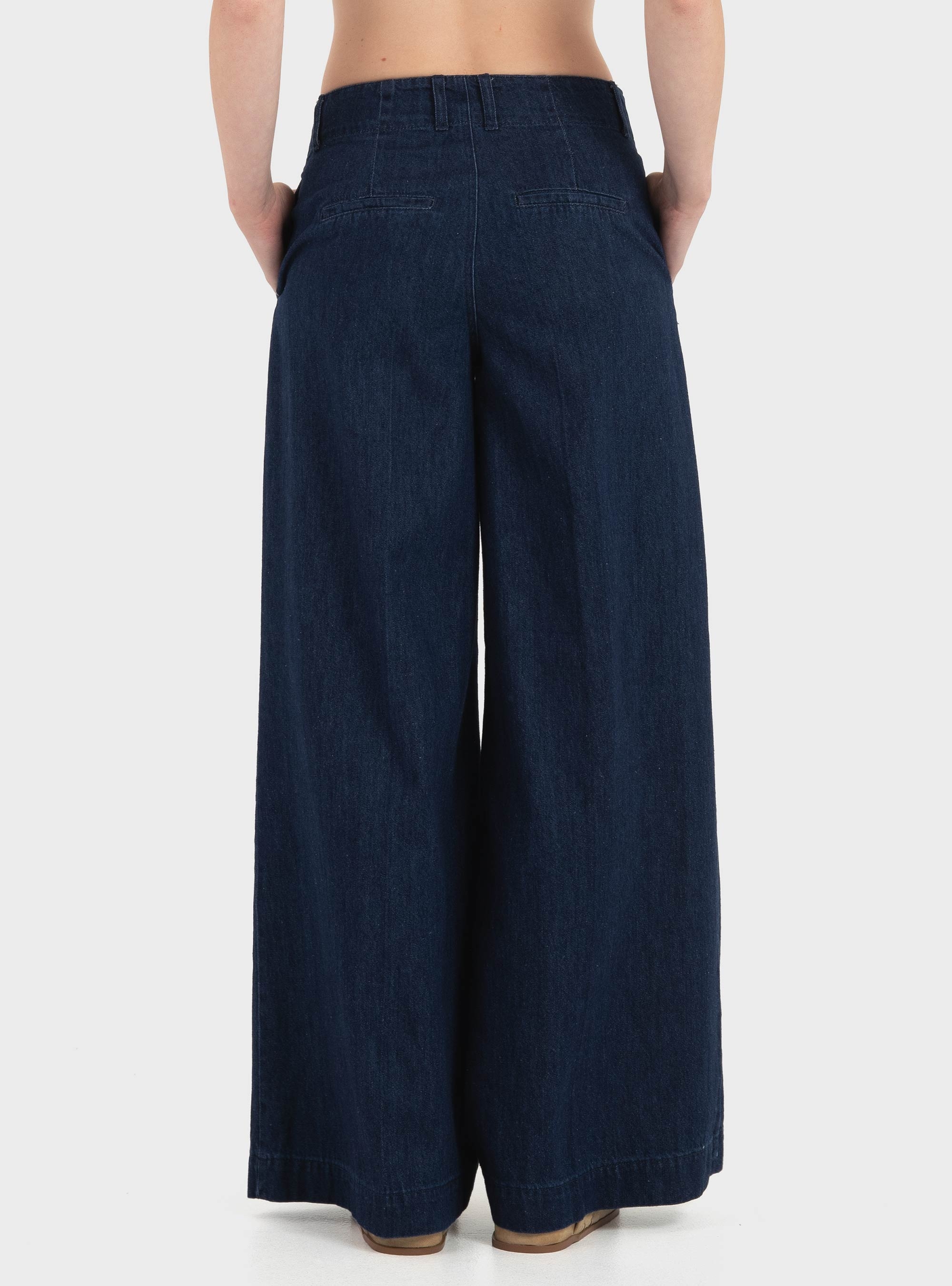 Vero Moda Aisa Mid Rise Wide Palazzo Jeans - Blue
