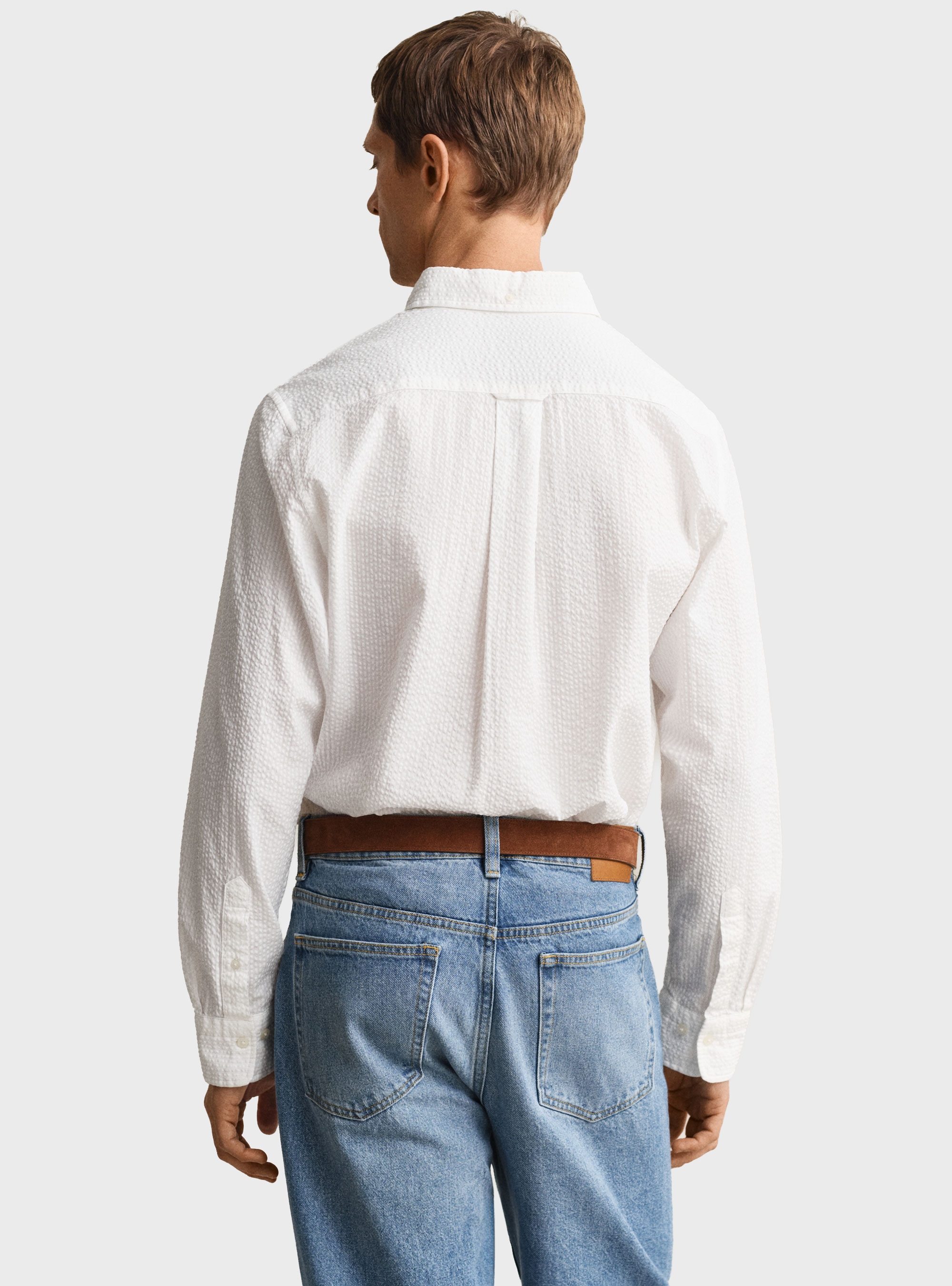 Gant Regular Fit Seersucker Shirt - White