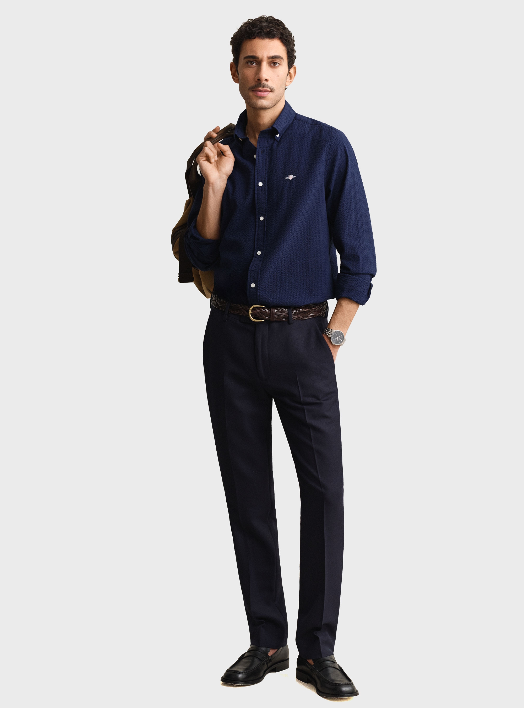 Gant Regular Fit Seersucker Shirt - Blue