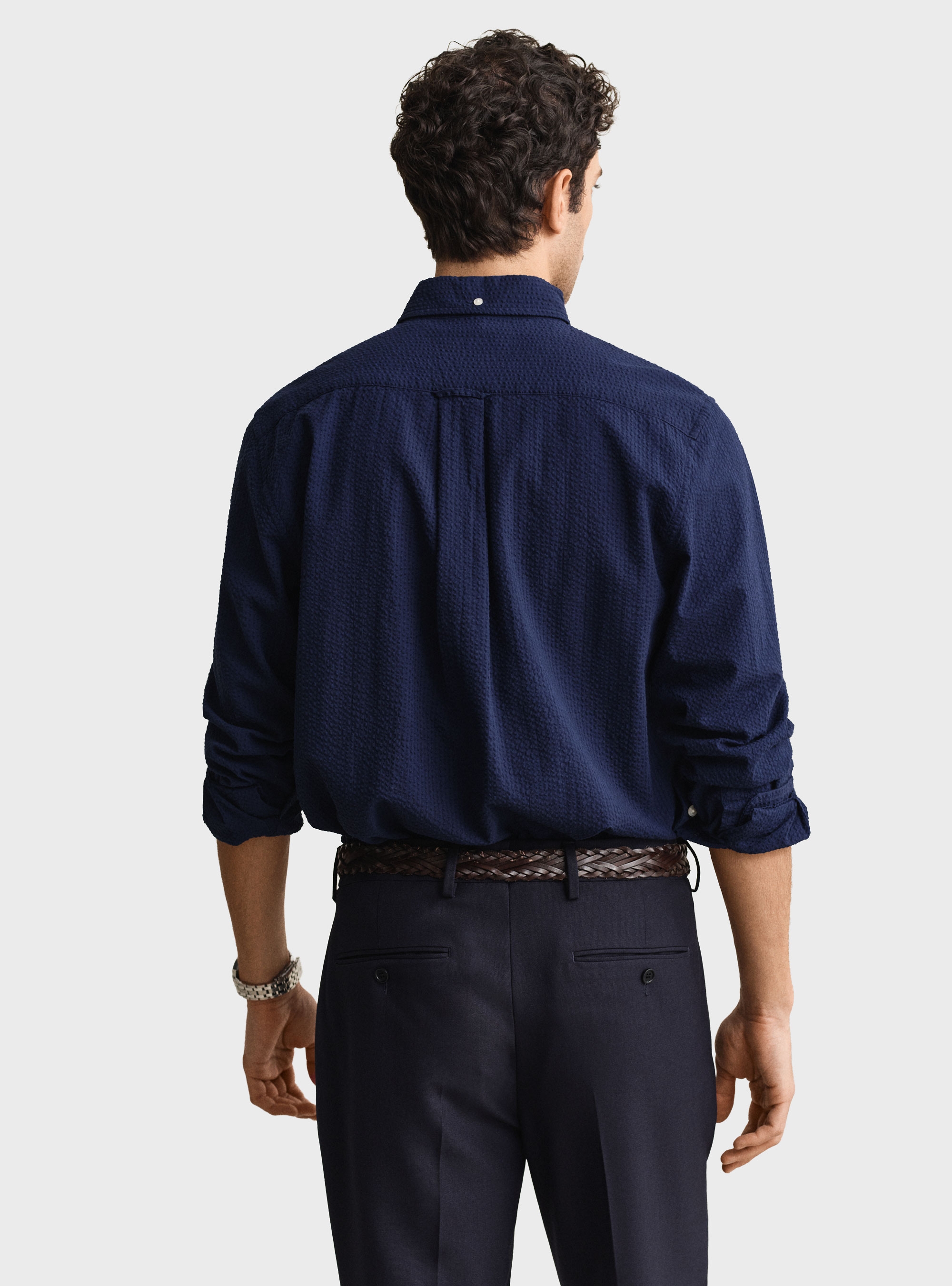 Gant Regular Fit Seersucker Shirt - Blue