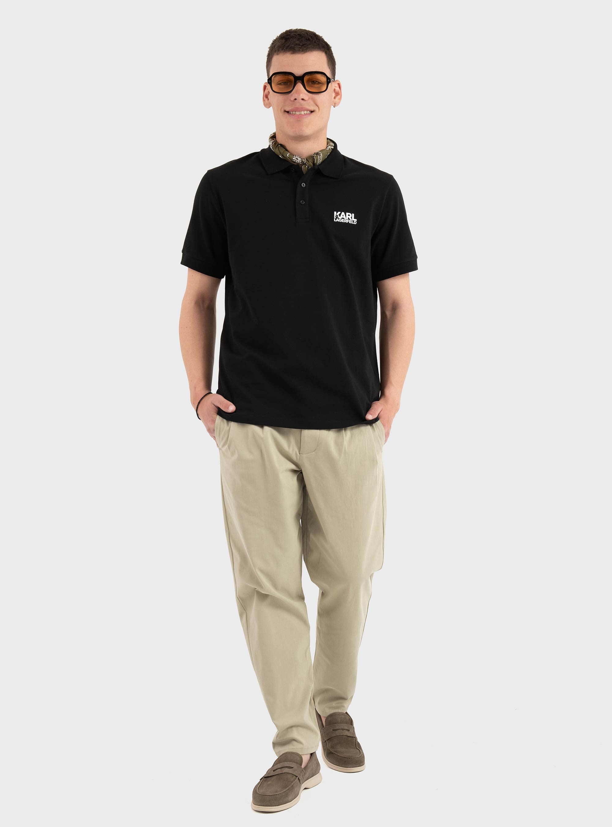 Karl Lagerfeld Logo Polo Shirt - Black