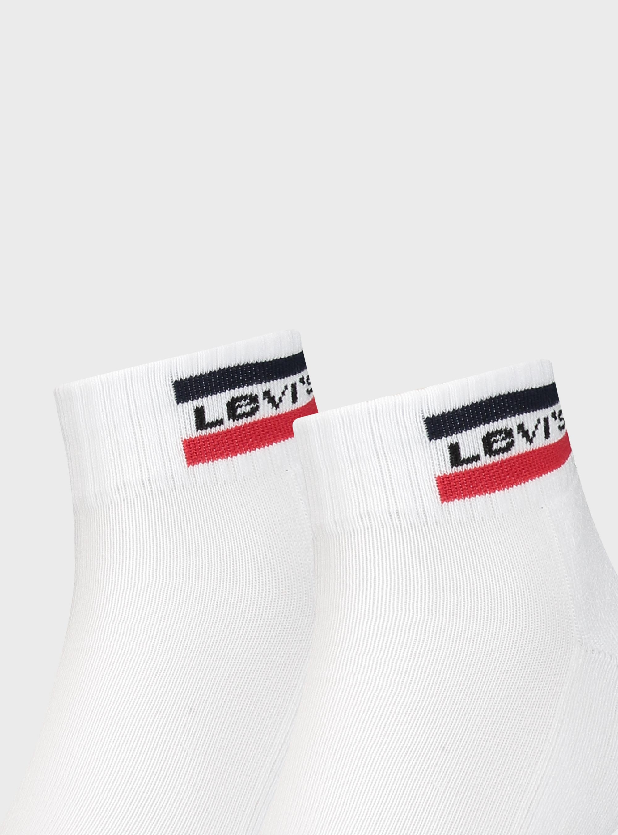 Levis 2-Pack Mid Cut Sport Stripe Socks - White