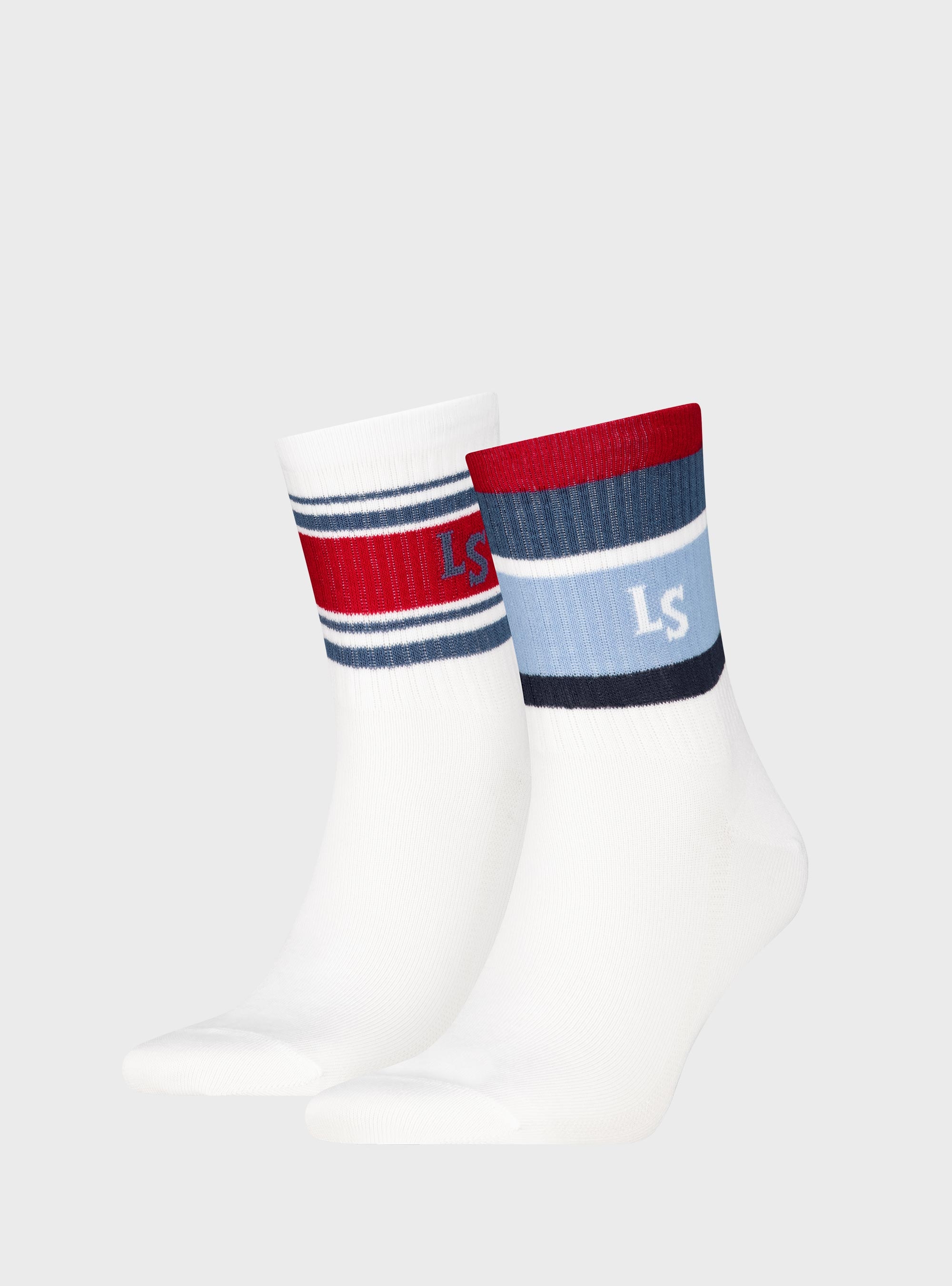 Levis 2-Pack Regular Cut Spost Stripe Socks - White