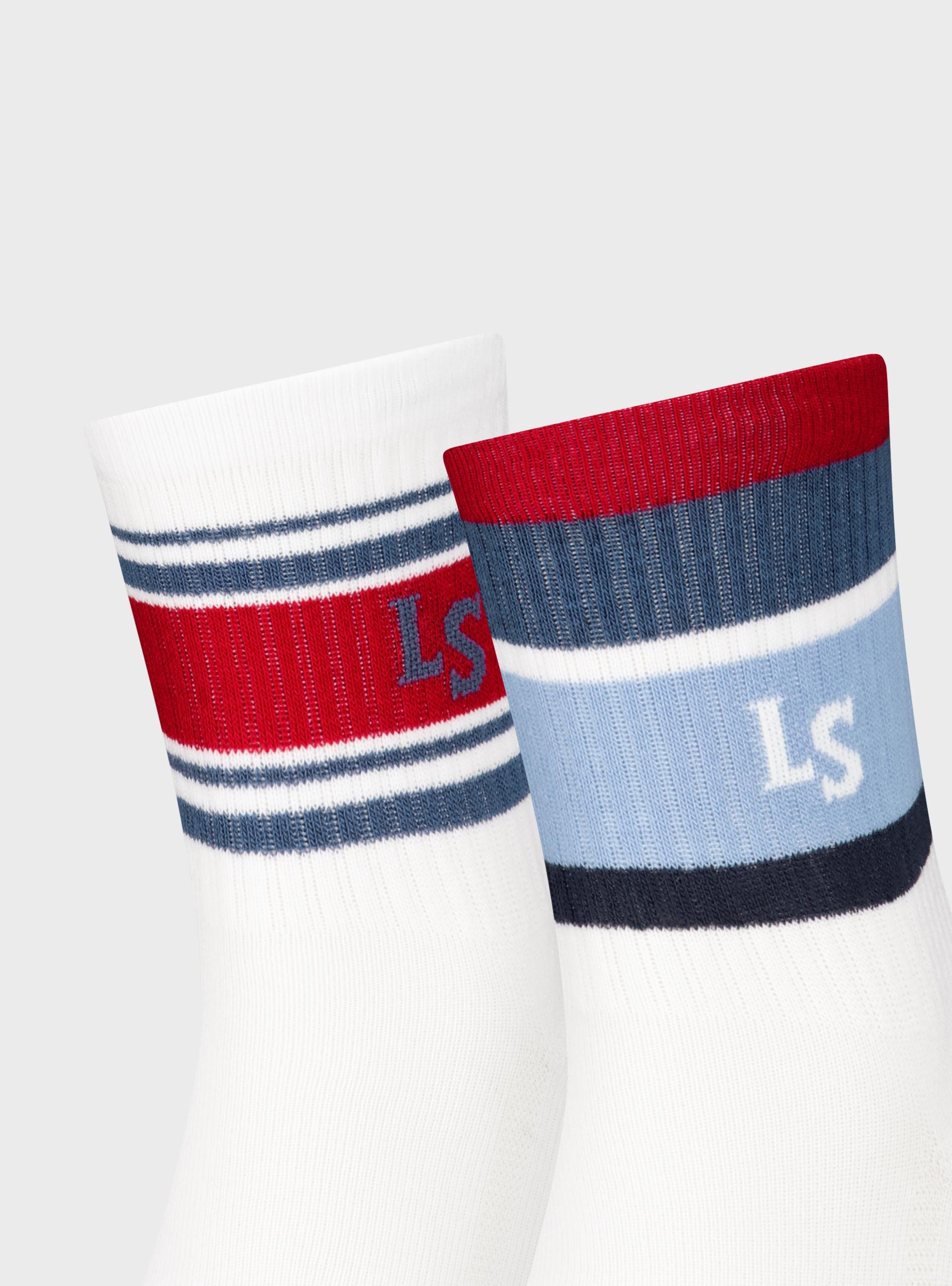 Levis 2-Pack Regular Cut Spost Stripe Socks - White