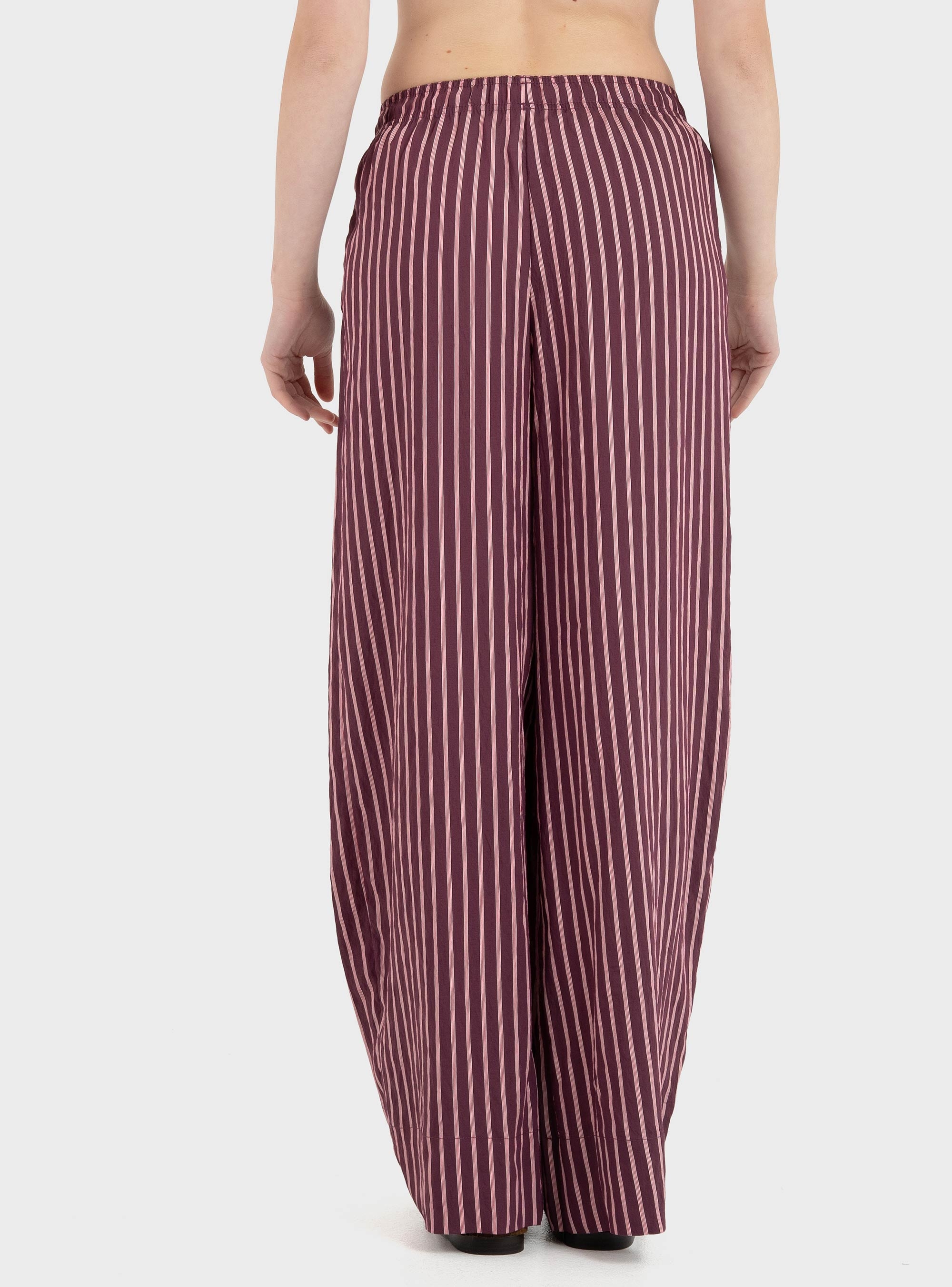 Only Meldola Long Striped Wide Pants - Wine