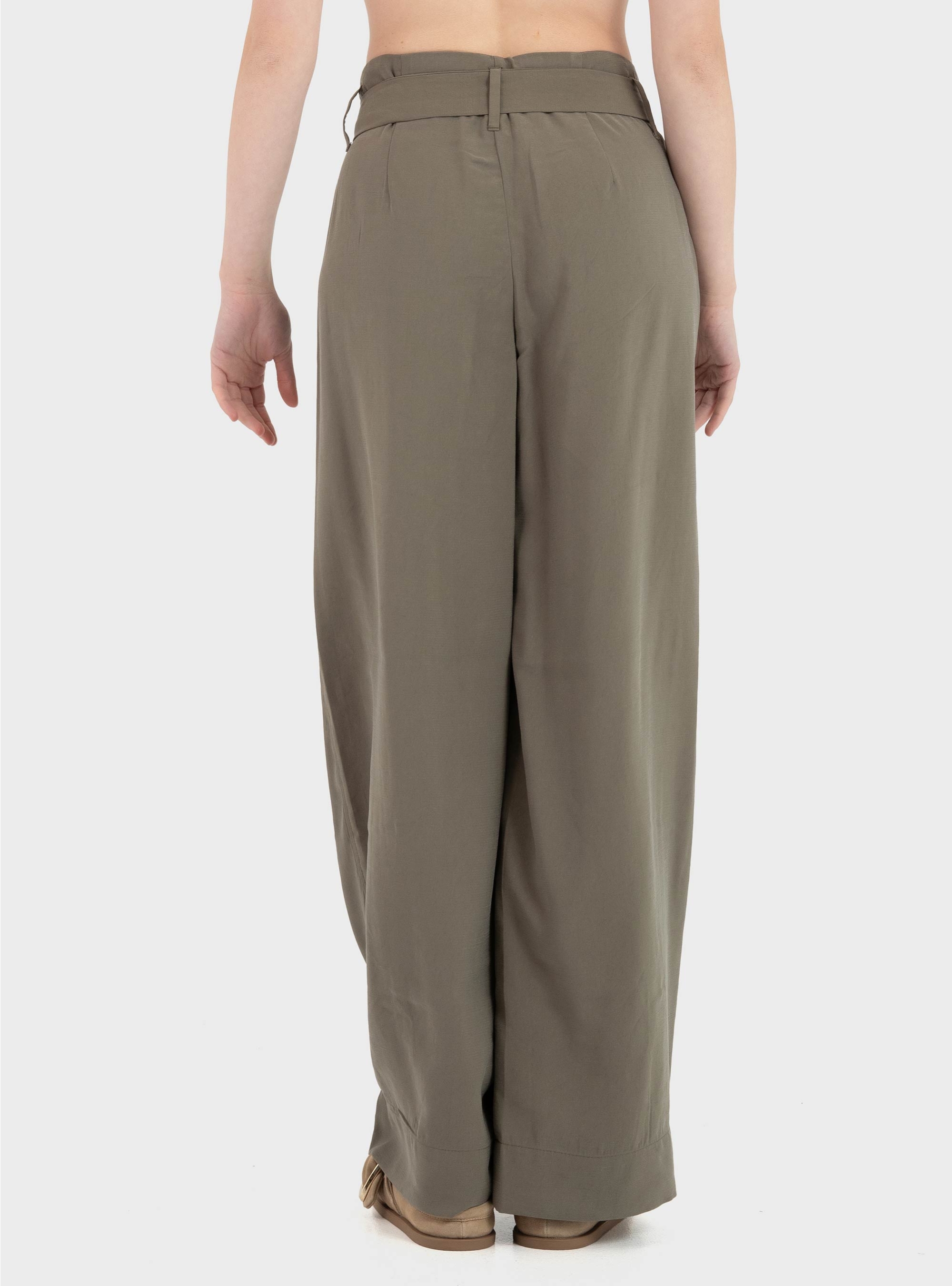 Only Tila High Waist Belt Wide Pants - Brown