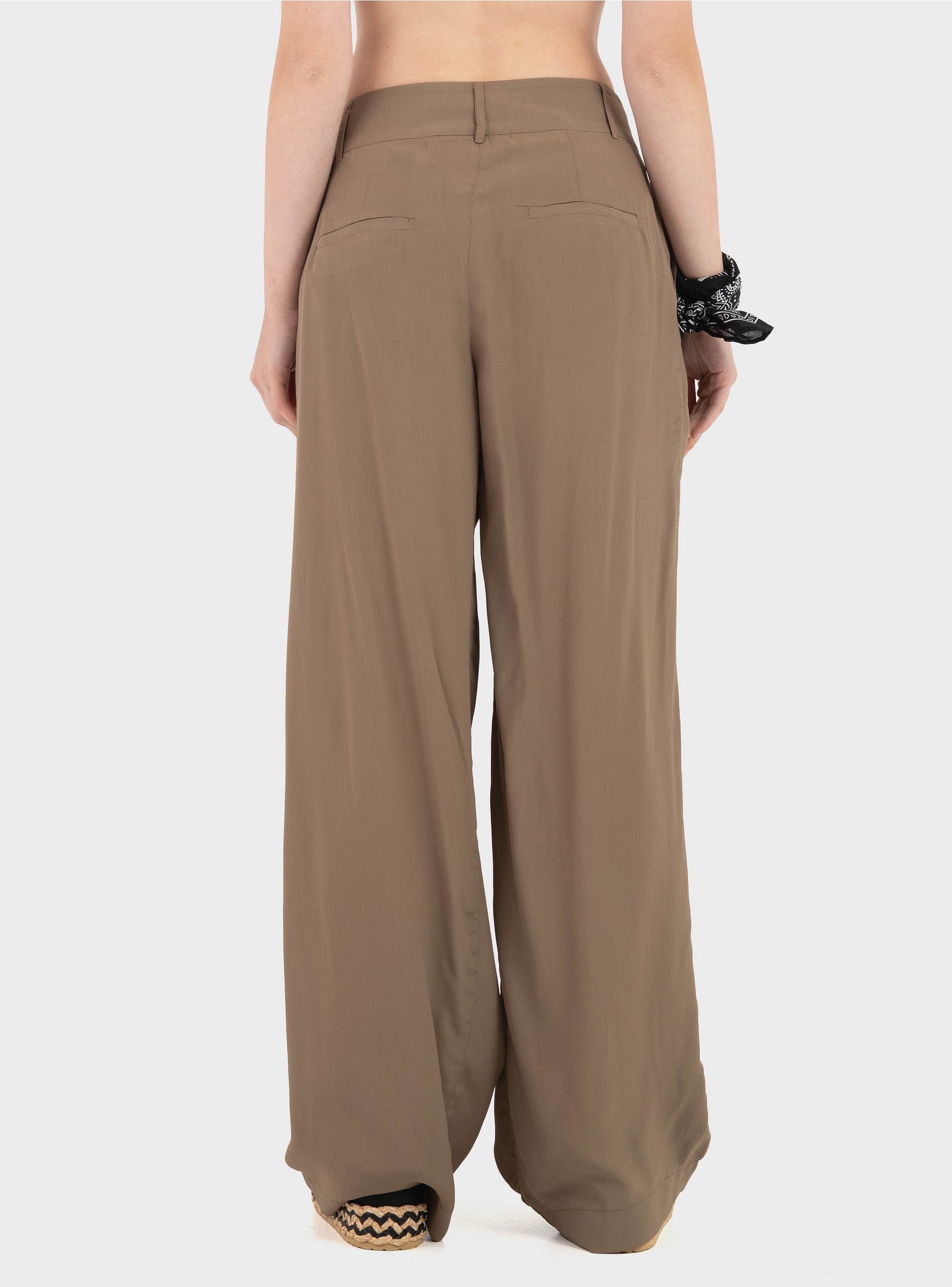 Black & Black  Loose Pants - Light Brown