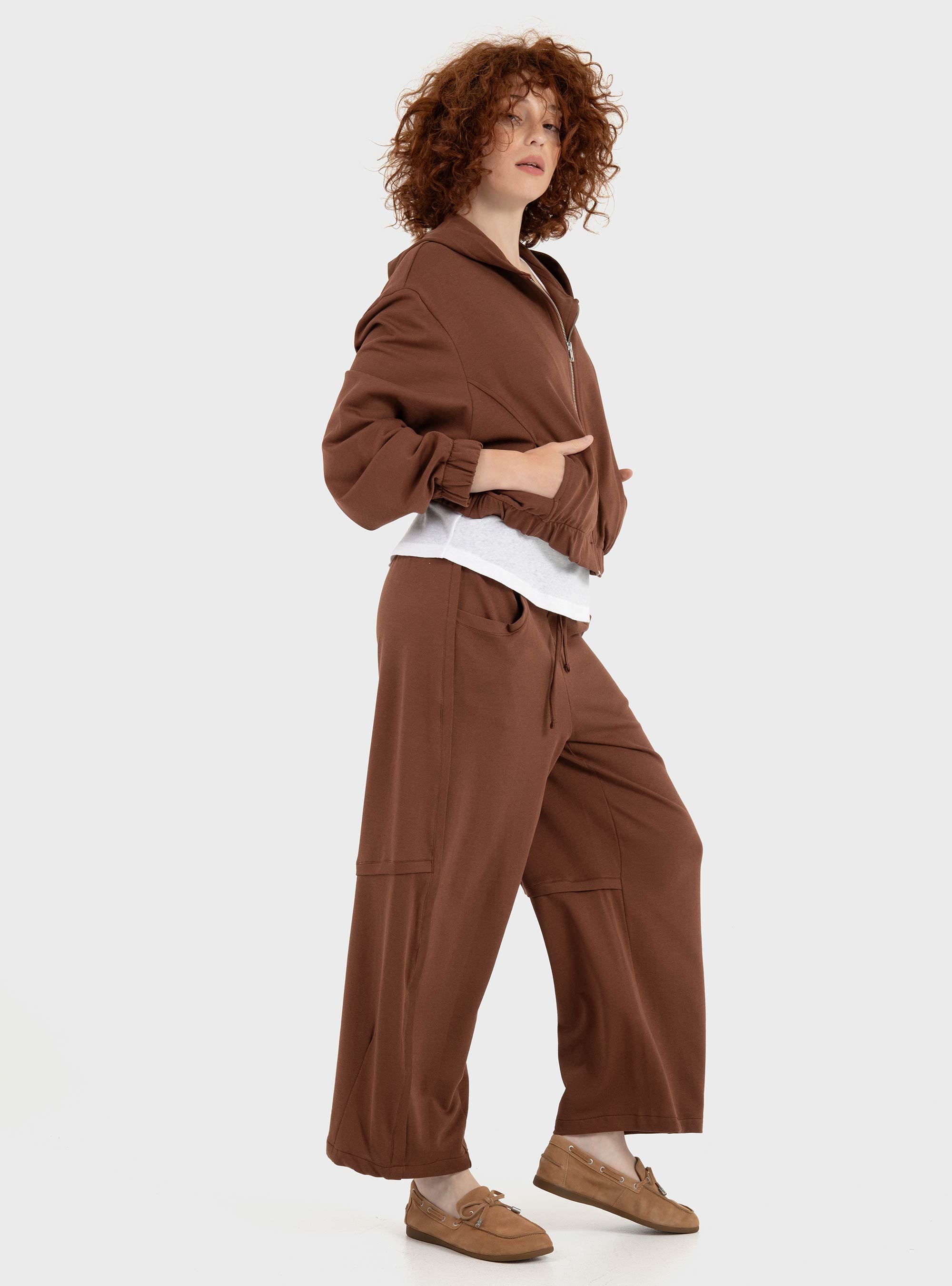 Four Minds Short Zip Hoodie - Brick Brown