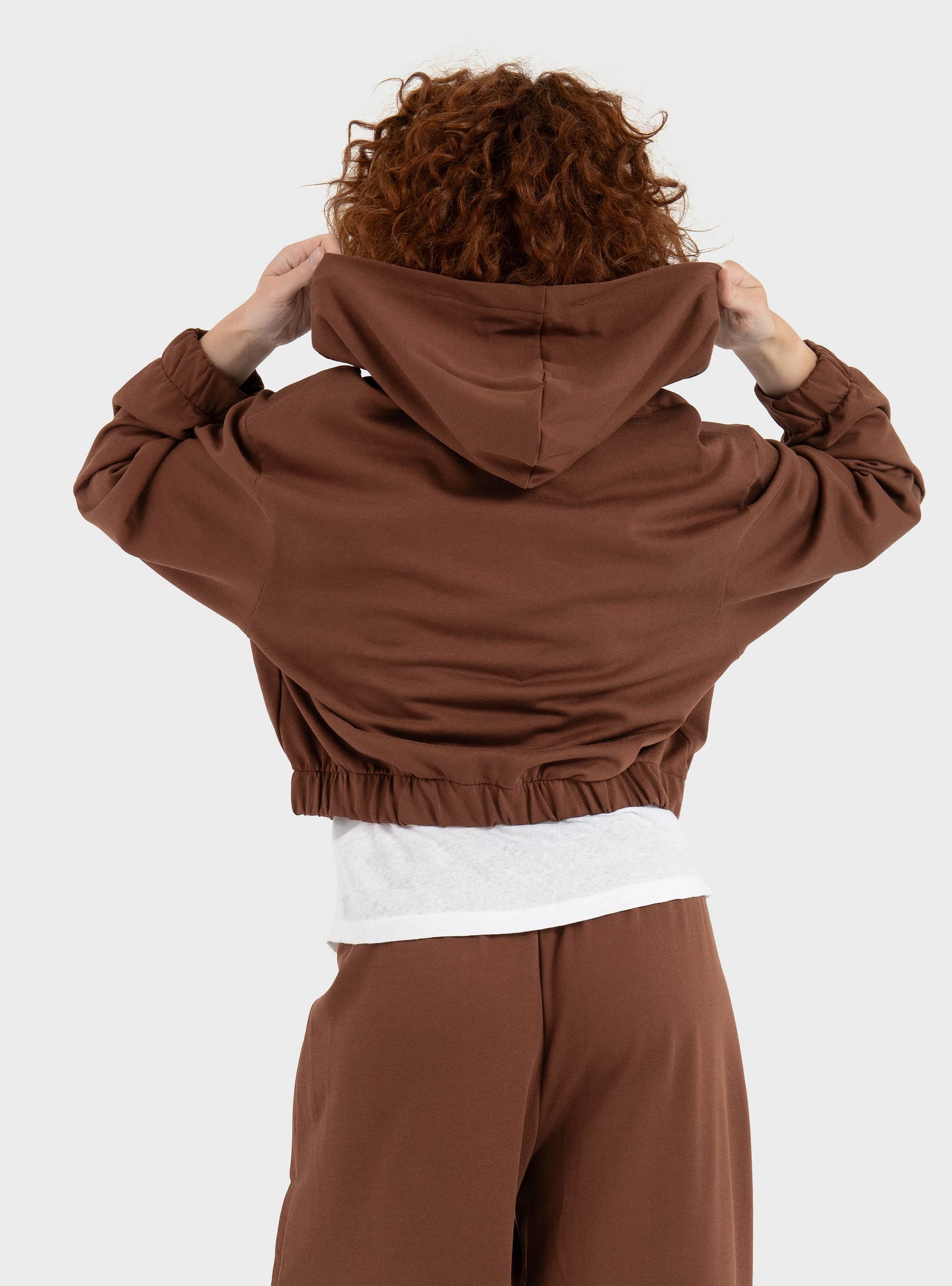Four Minds Short Zip Hoodie - Brick Brown