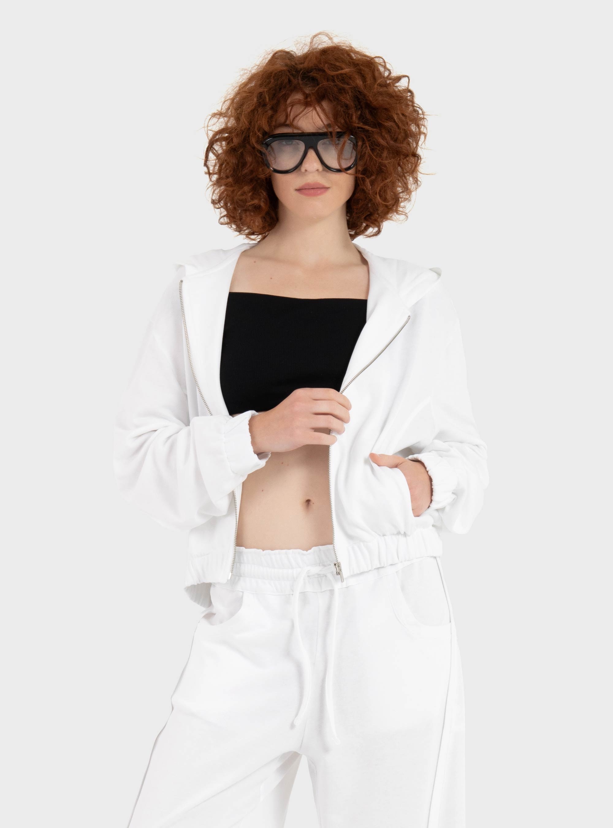 Four Minds Short Zip Hoodie - White