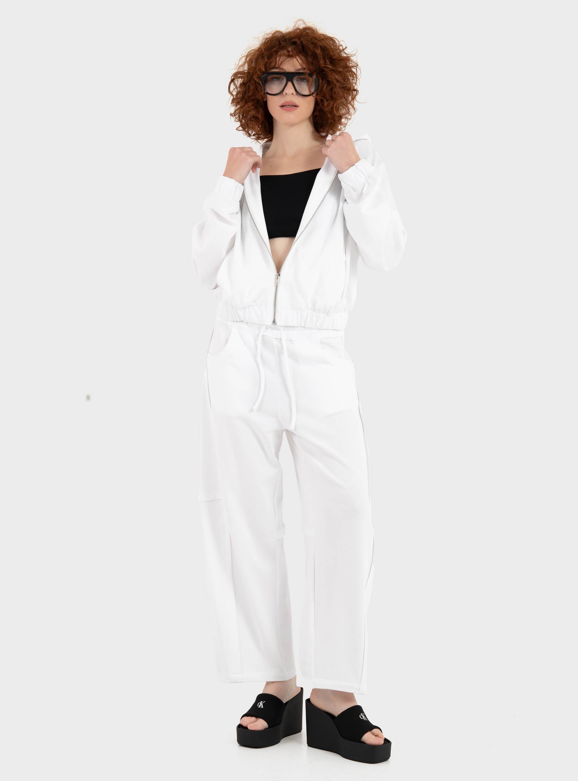 Four Minds Short Zip Hoodie - White