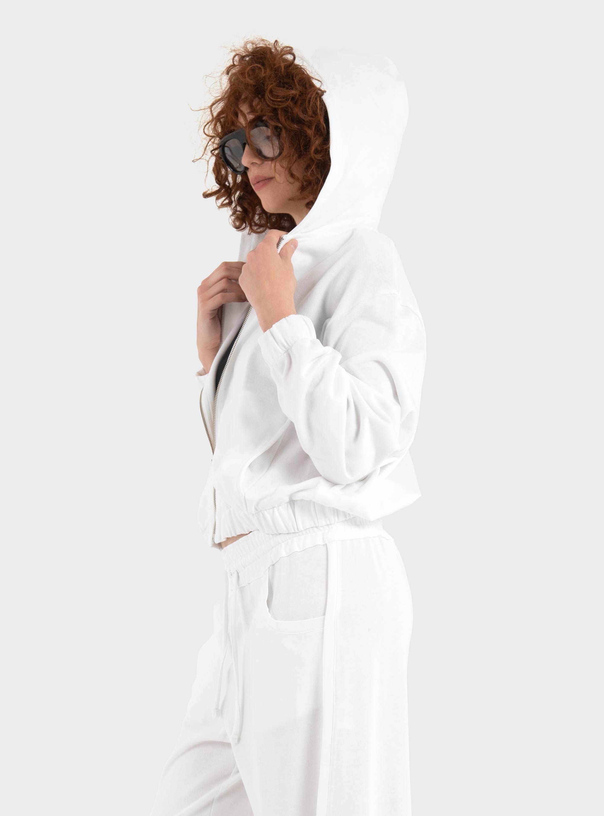 Four Minds Short Zip Hoodie - White