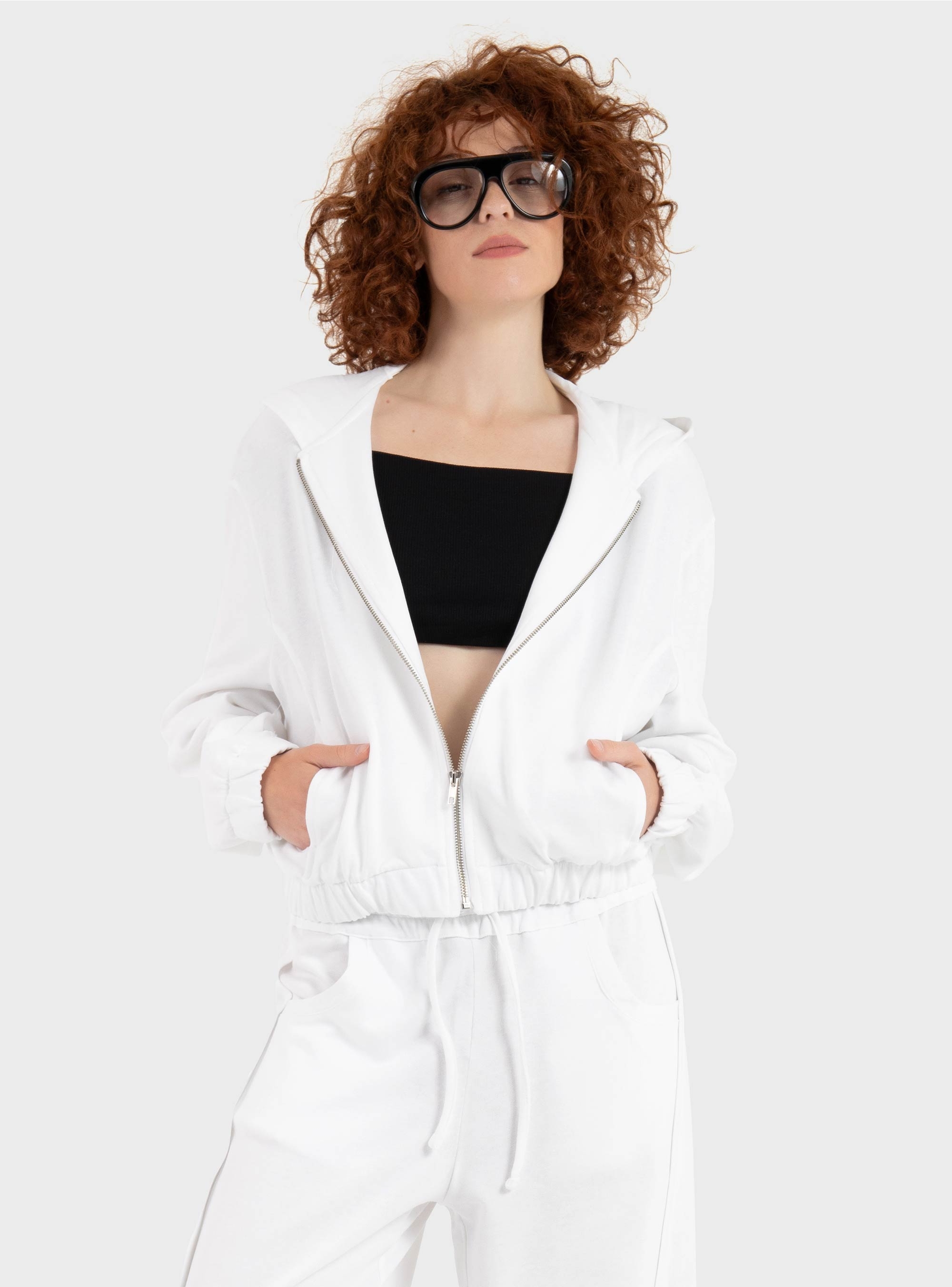 Four Minds Short Zip Hoodie - White