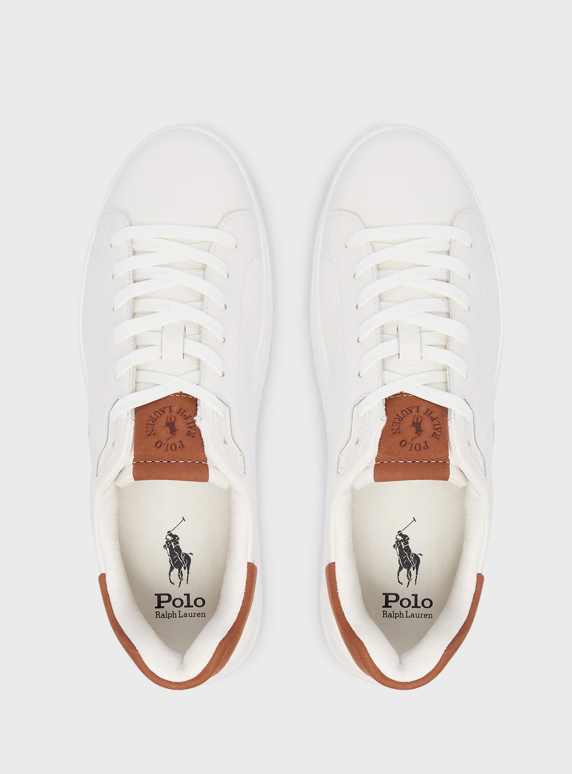 Polo Ralph Lauren Rlite Court Tumbled Leather Trainers - Off White