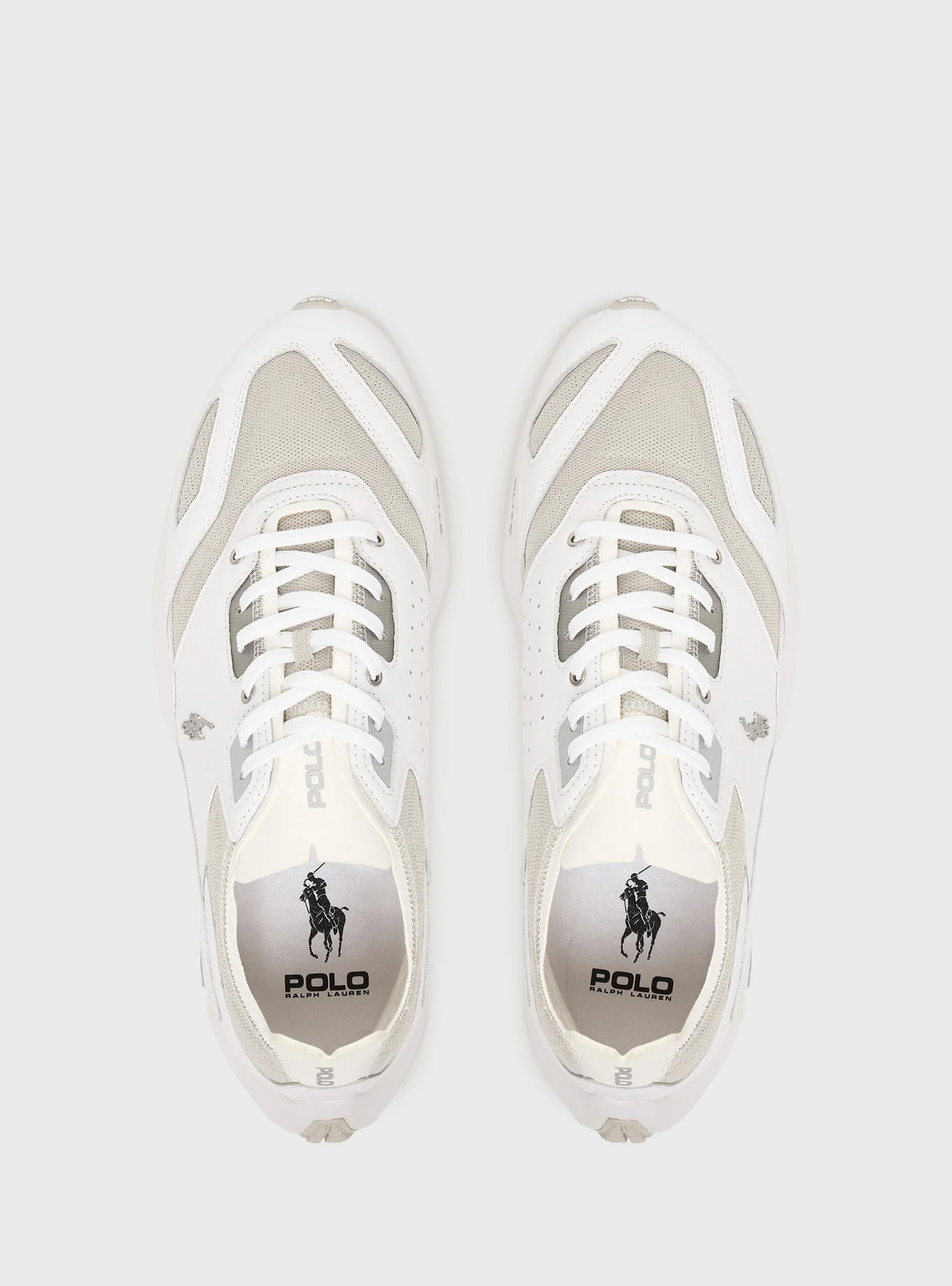 Polo Ralph Lauren Boerum Leather-Panelled Knitted Trainers - White