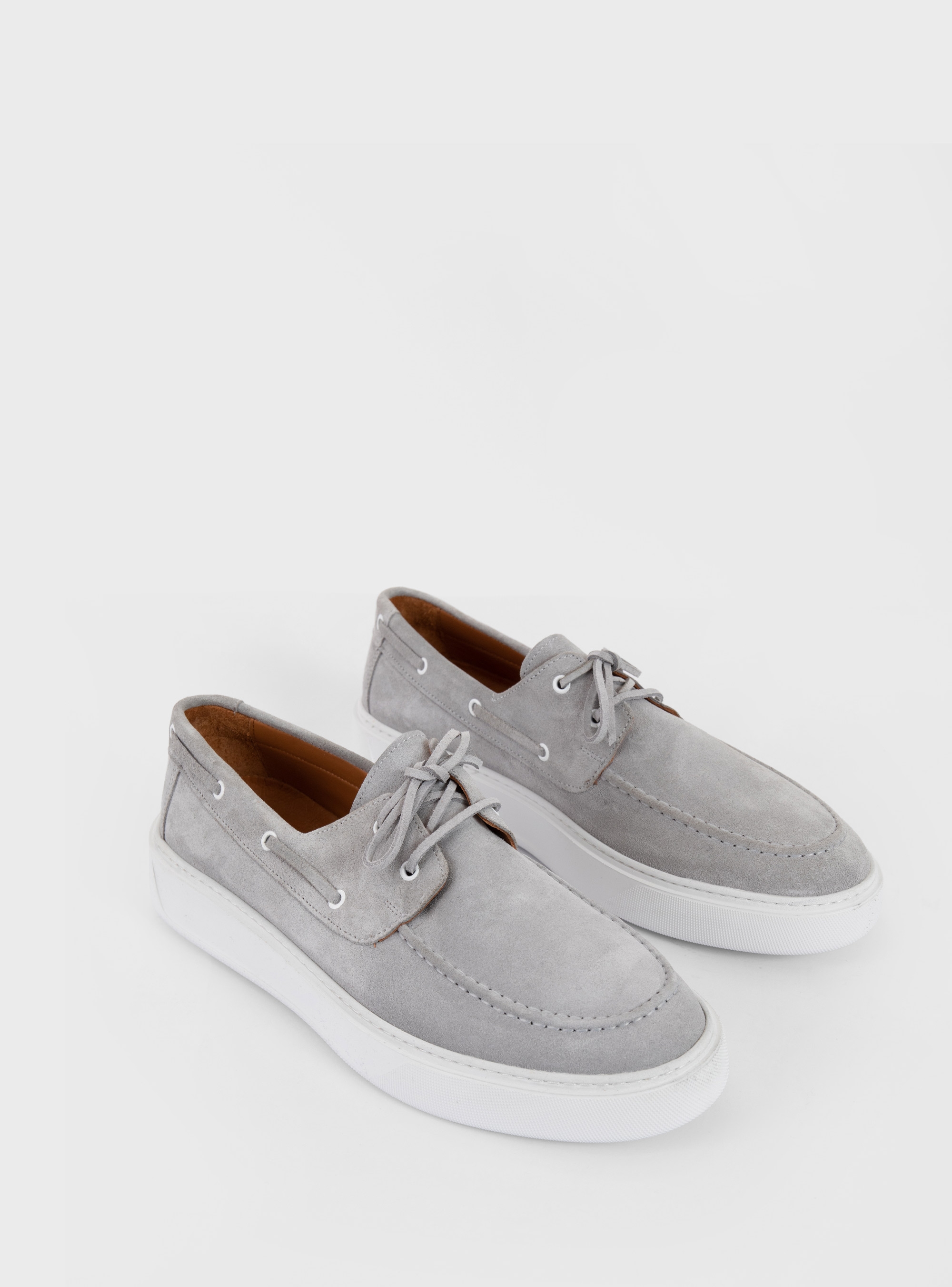Riviera Suede Boat Shoes - Light Grey