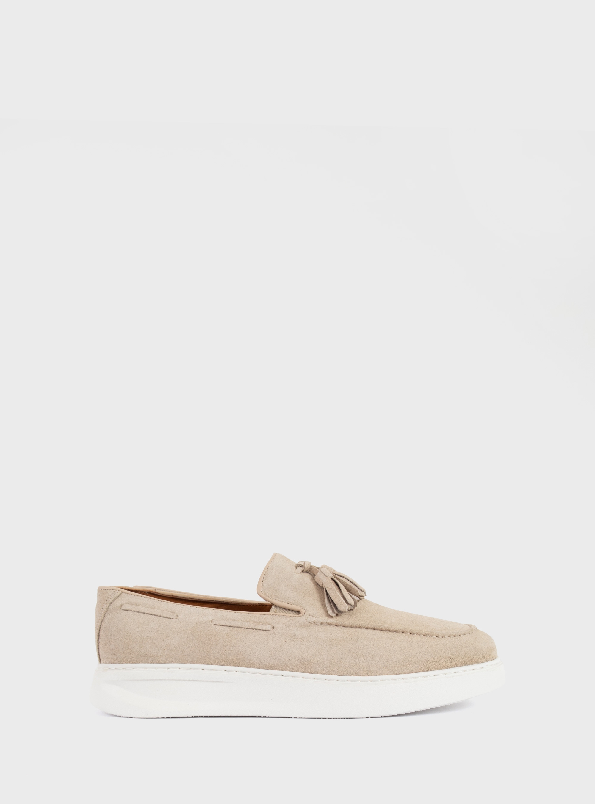 Riviera Suede Tassel Loafers - Light Beige