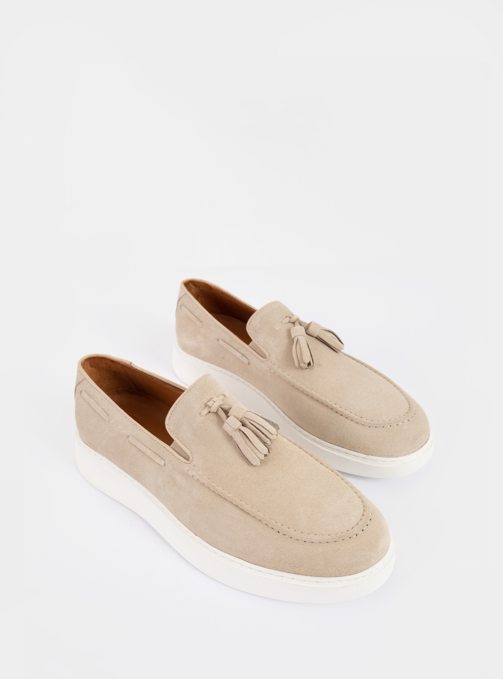 Riviera Suede Tassel Loafers - Light Beige