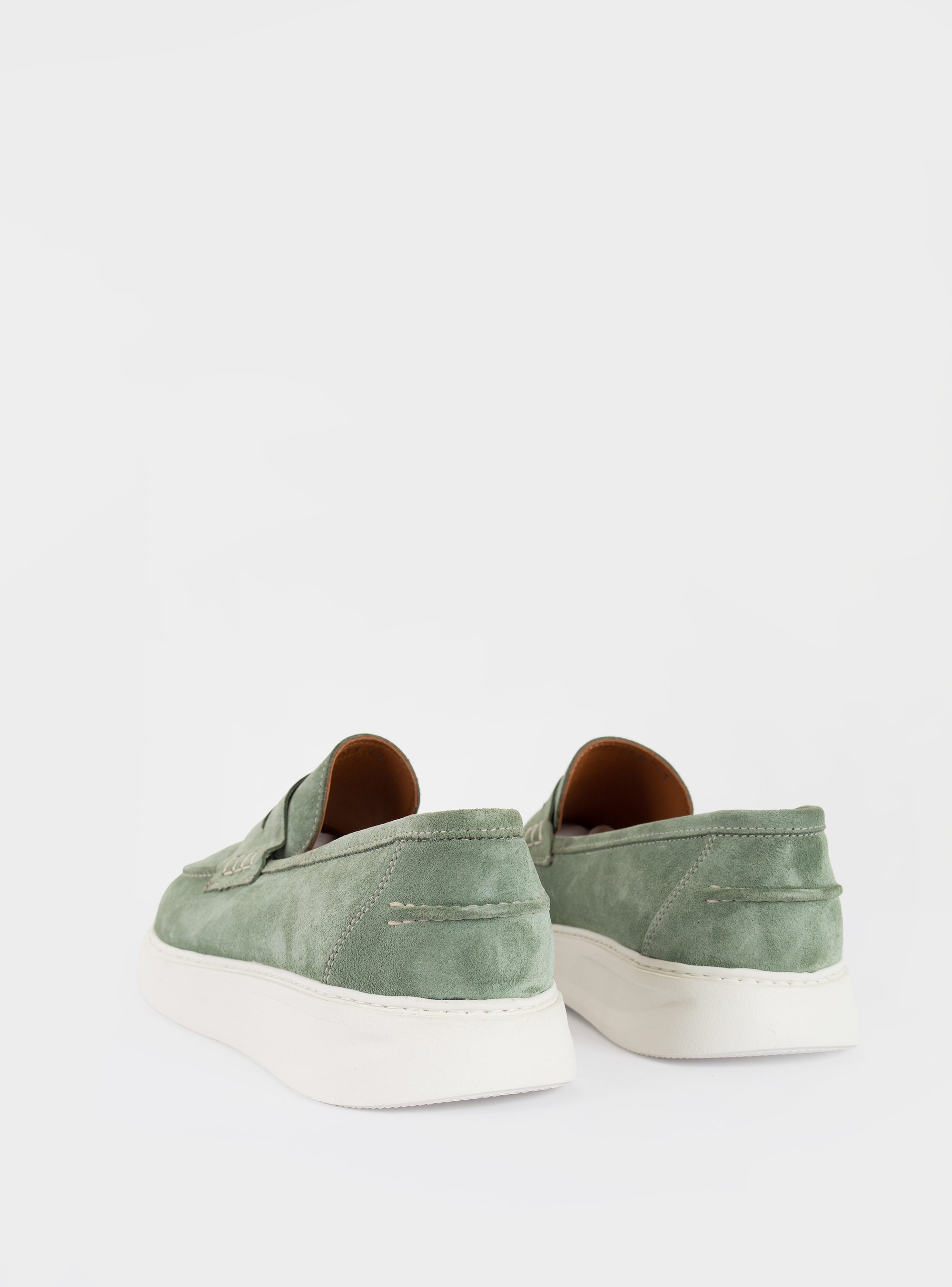 Riviera Suede Penny Loafers - Pale Green