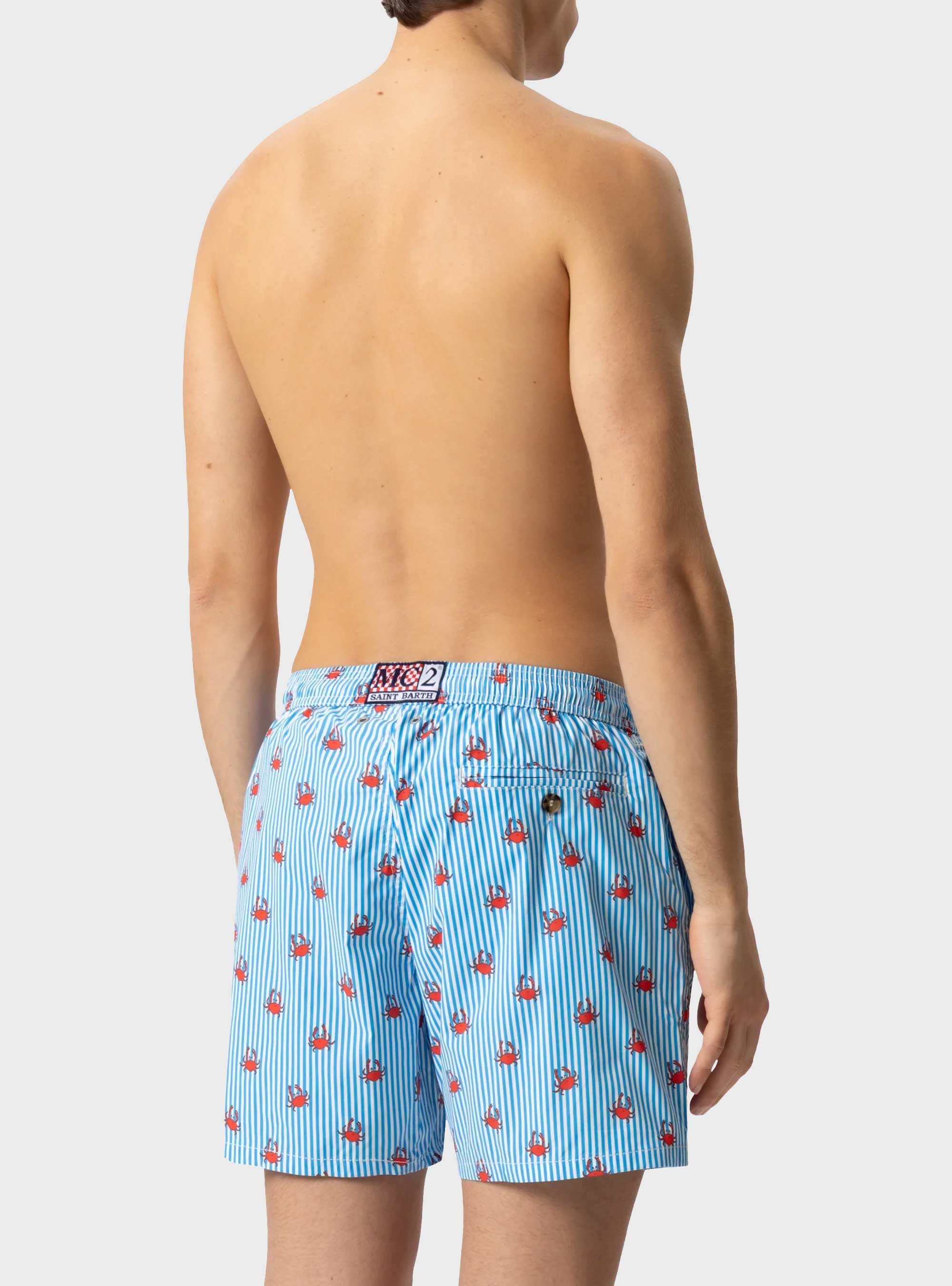 MC2 Saint Barth Lighting Micro Stretch Swimshorts Crabs Stripes S 17 - Striped Light Blue