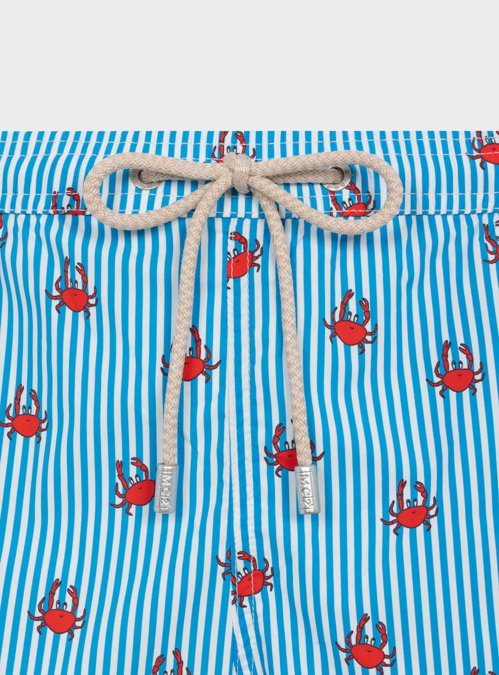 MC2 Saint Barth Lighting Micro Stretch Swimshorts Crabs Stripes S 17 - Striped Light Blue