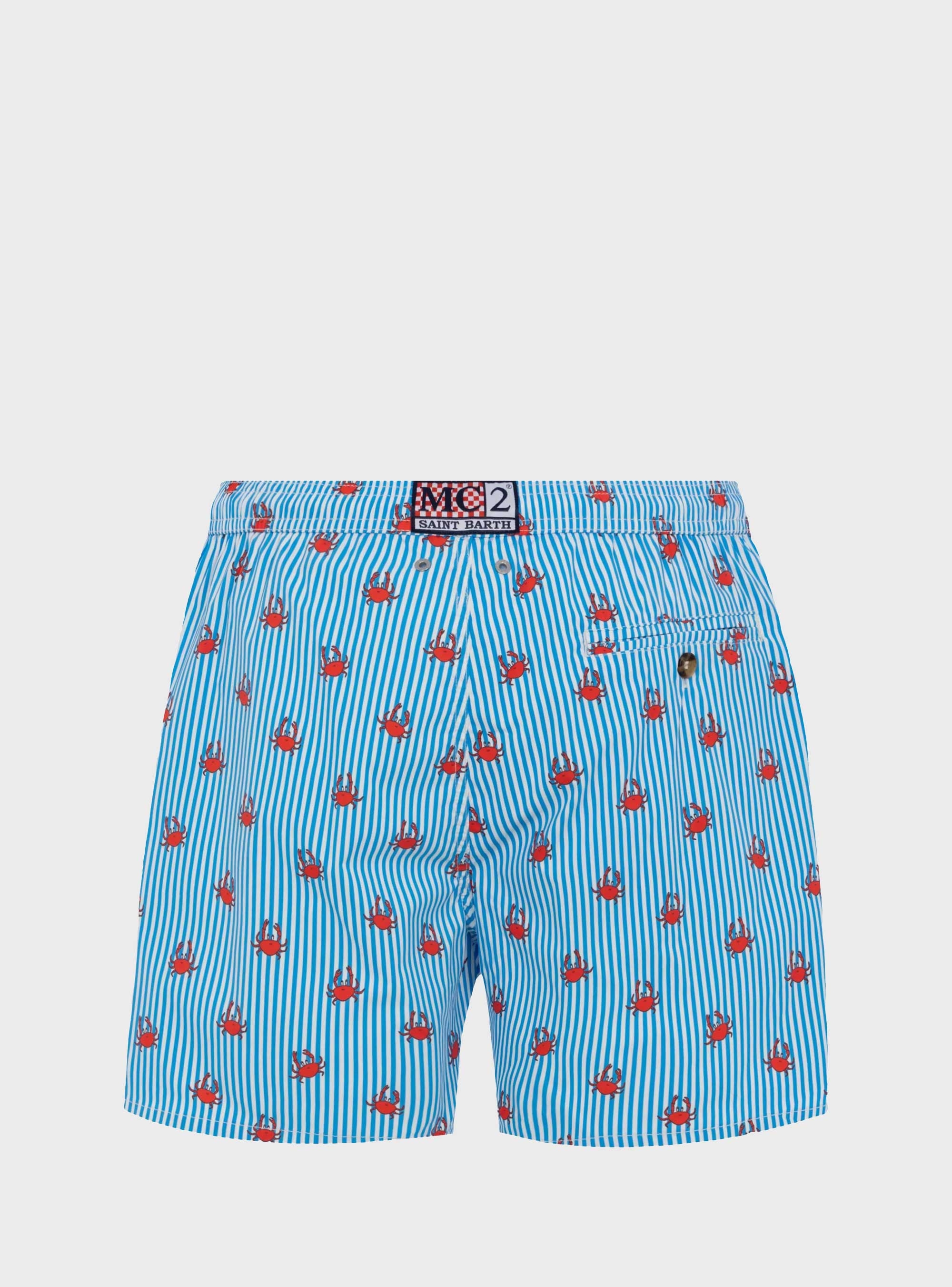 MC2 Saint Barth Lighting Micro Stretch Swimshorts Crabs Stripes S 17 - Striped Light Blue