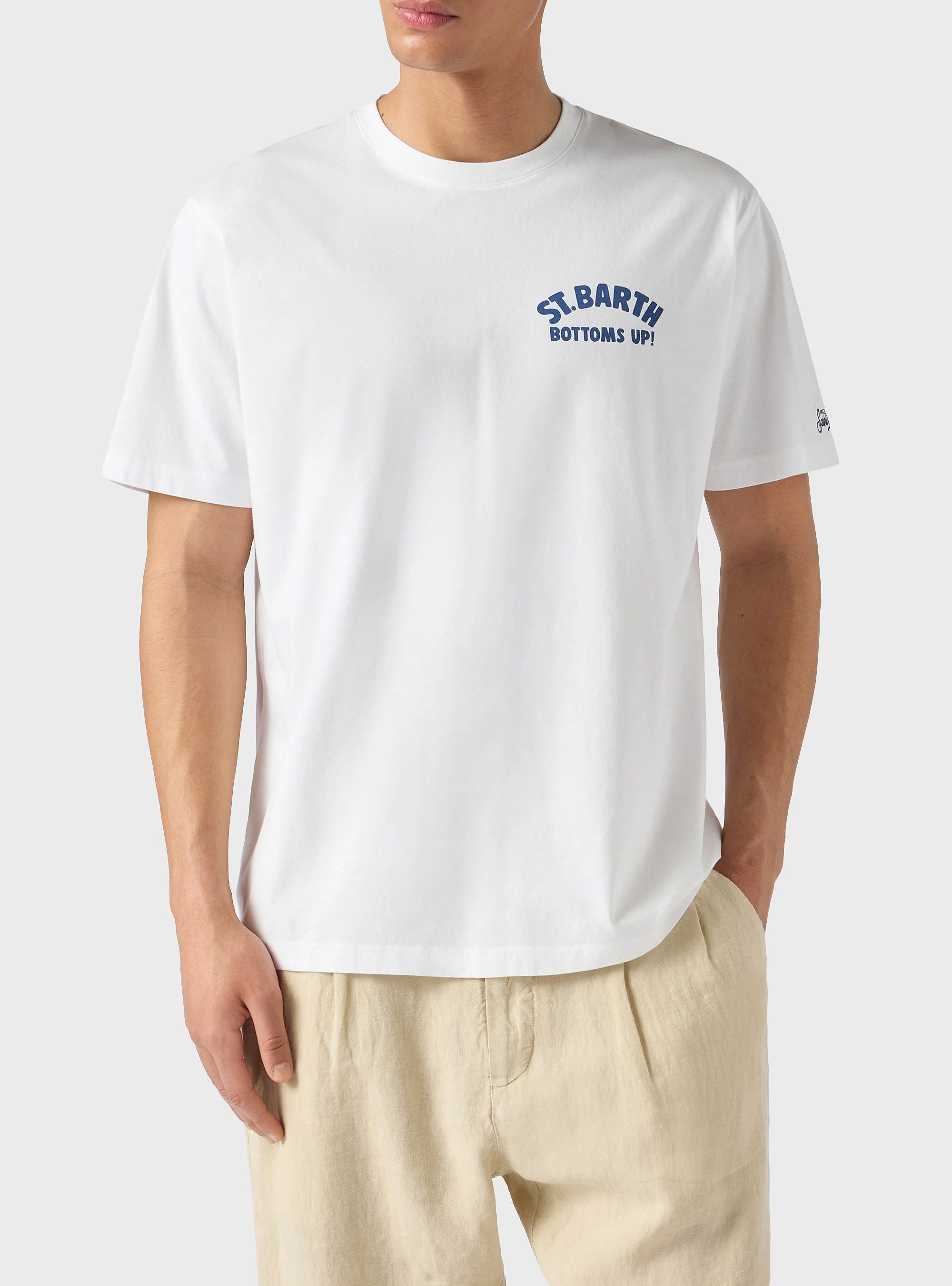MC2 Saint Barth Portland T-Shirt St. Barth Bottoms Up Espresso 01N - White