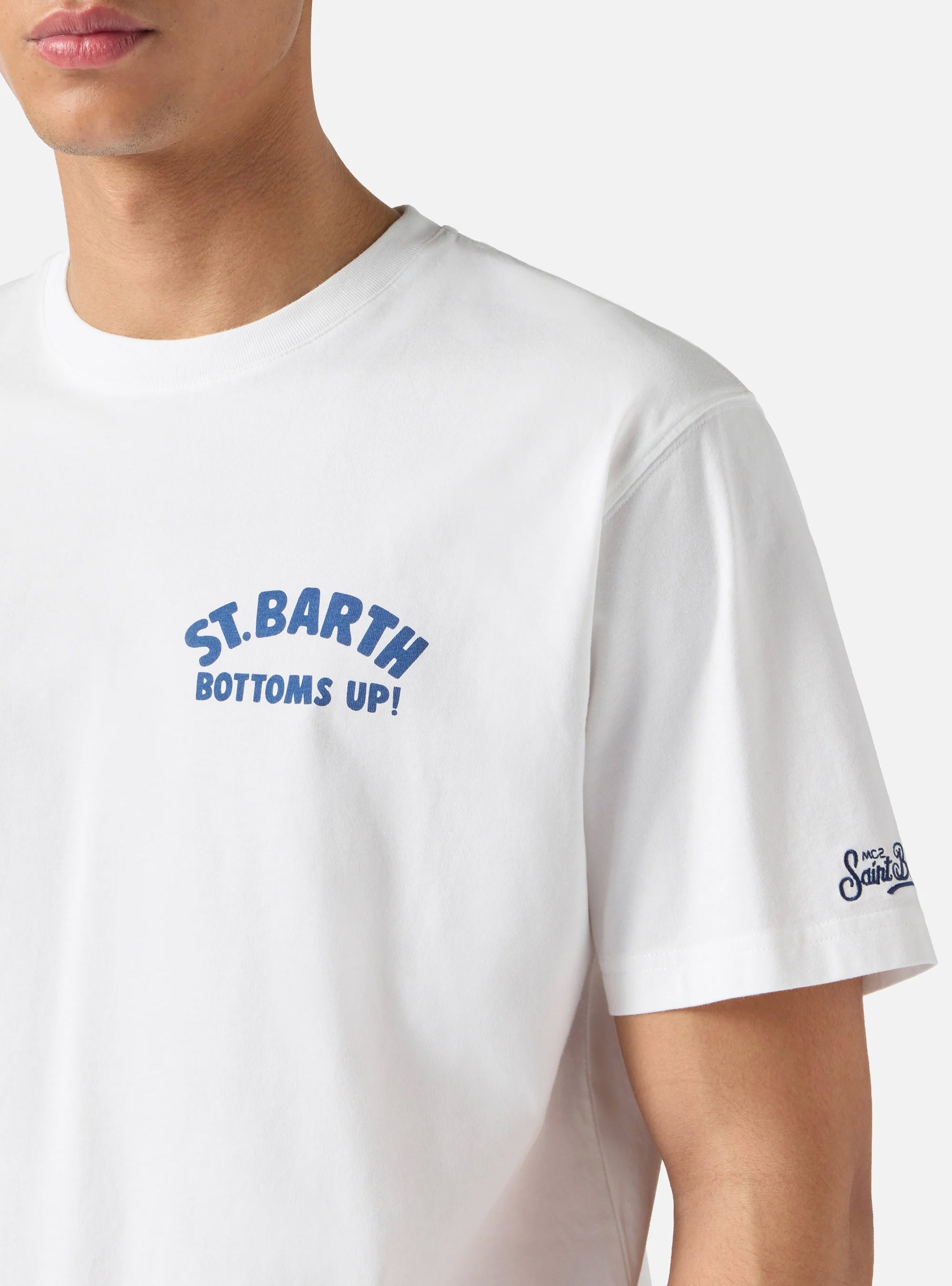 MC2 Saint Barth Portland T-Shirt St. Barth Bottoms Up Espresso 01N - White