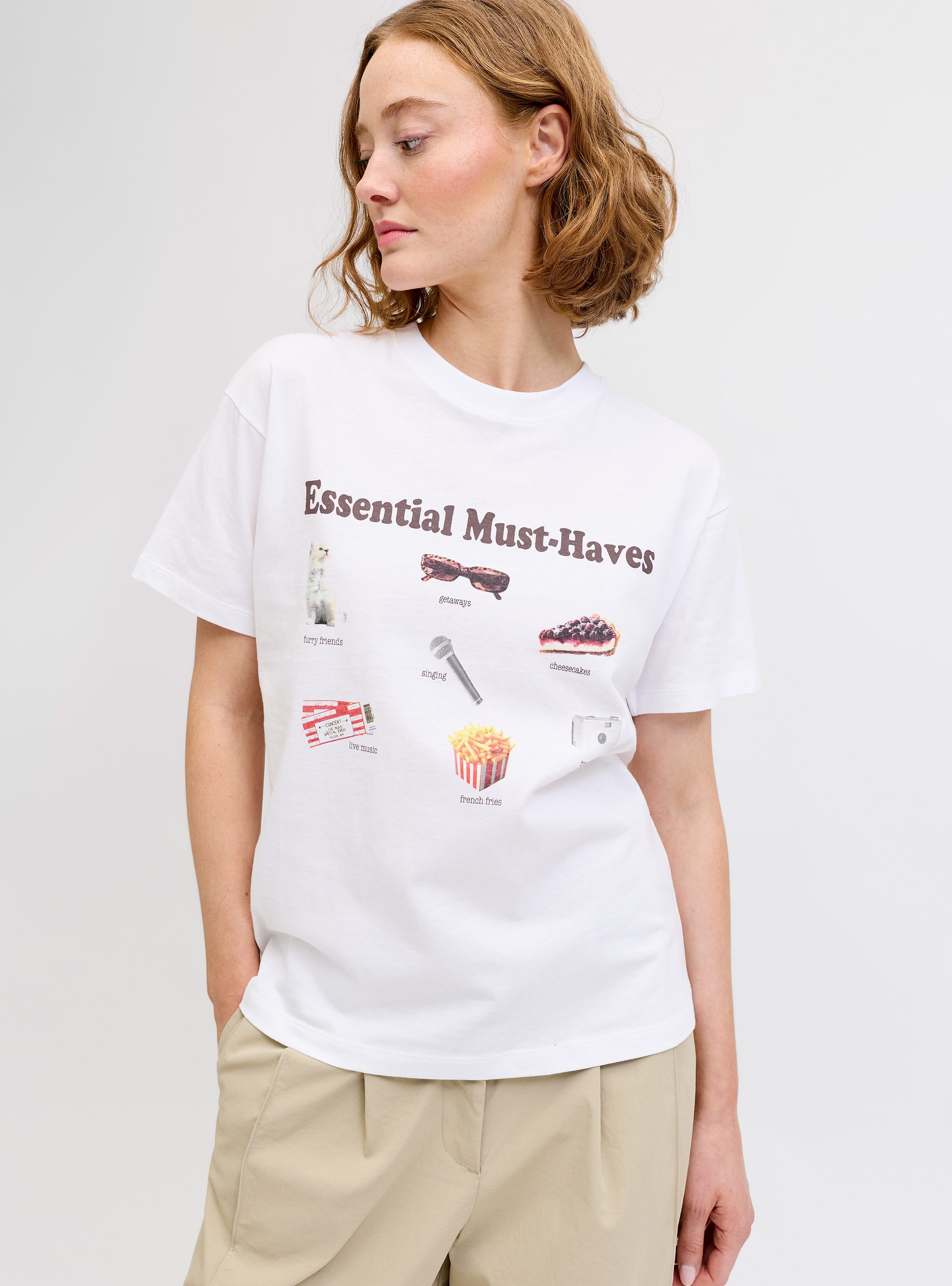 JJXX Collage Relaxed Print Tee - Brown